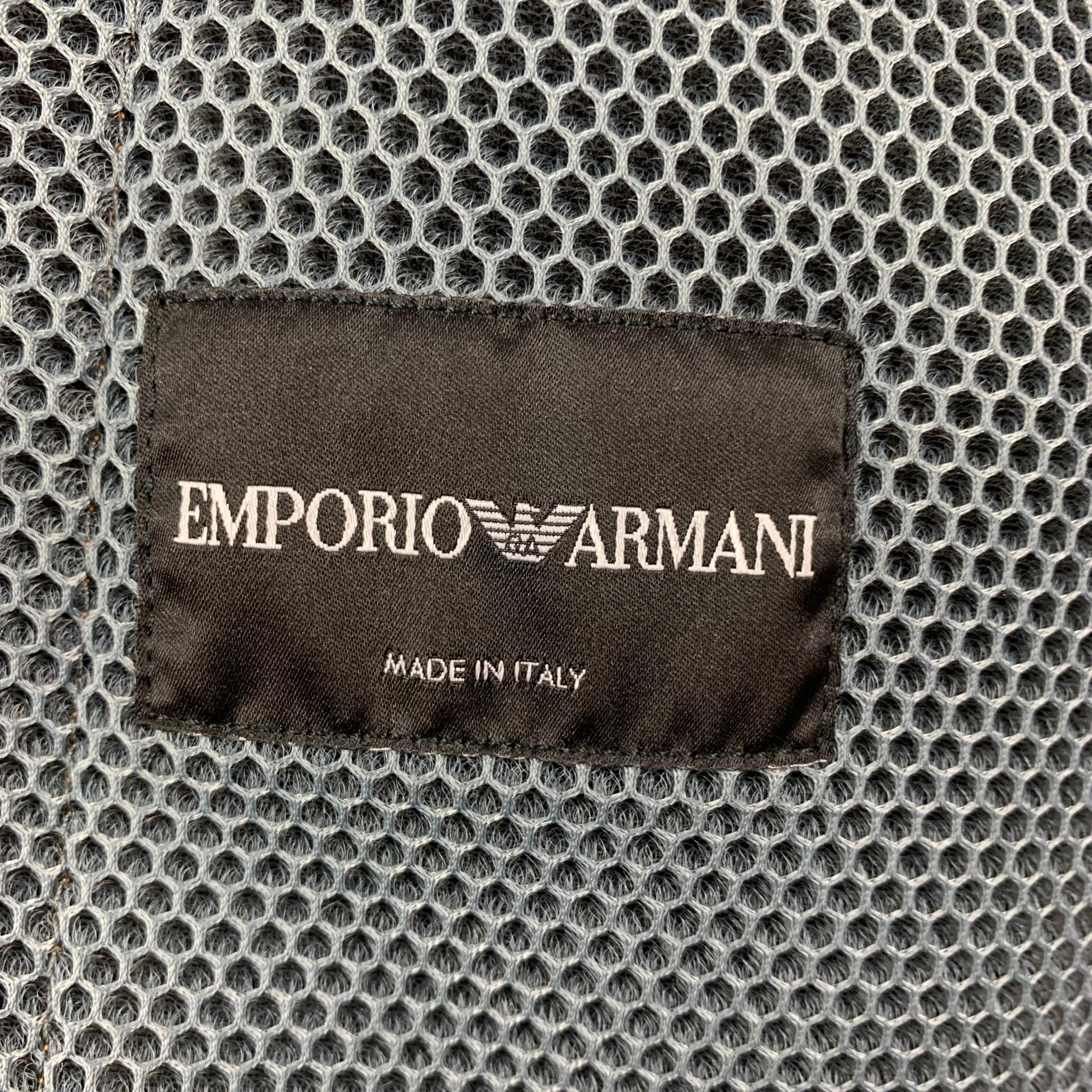 EMPORIO ARMANI Size 38 Tan Contrast Stitch Leather Jacket 3