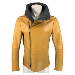 EMPORIO ARMANI Size 38 Tan Contrast Stitch Leather Jacket