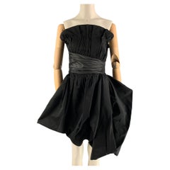 EMPORIO ARMANI Size 4 Black 
Grey Acetate Blend Ruched Dress