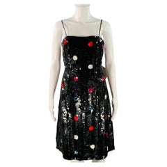 EMPORIO ARMANI Größe 4 Schwarzes, mehrfarbiges Polyester-Kleid mit Pailletten und Polka-Dots
