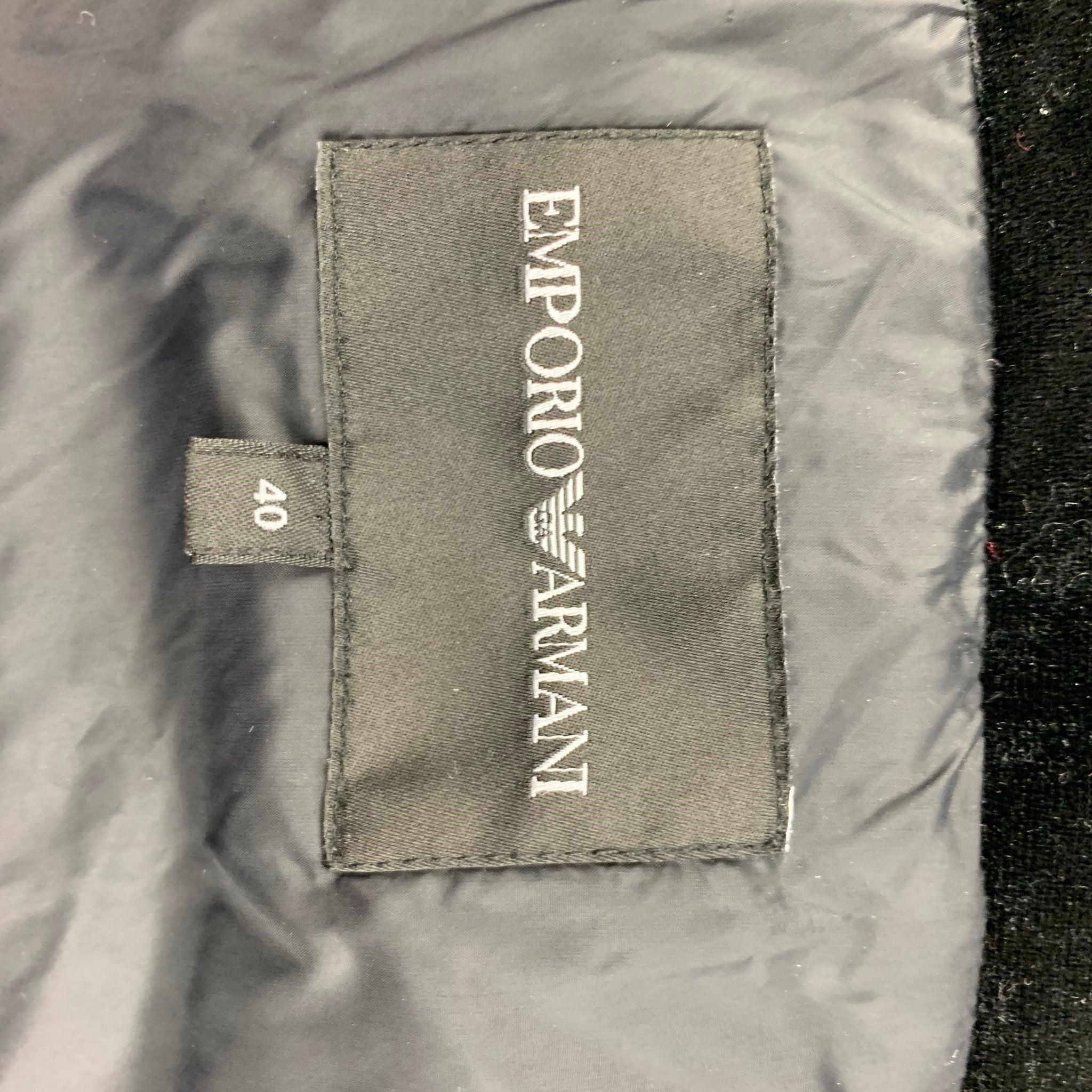 EMPORIO ARMANI Size 4 Black White Grey Wool Woven Hooded Jacket For Sale 3