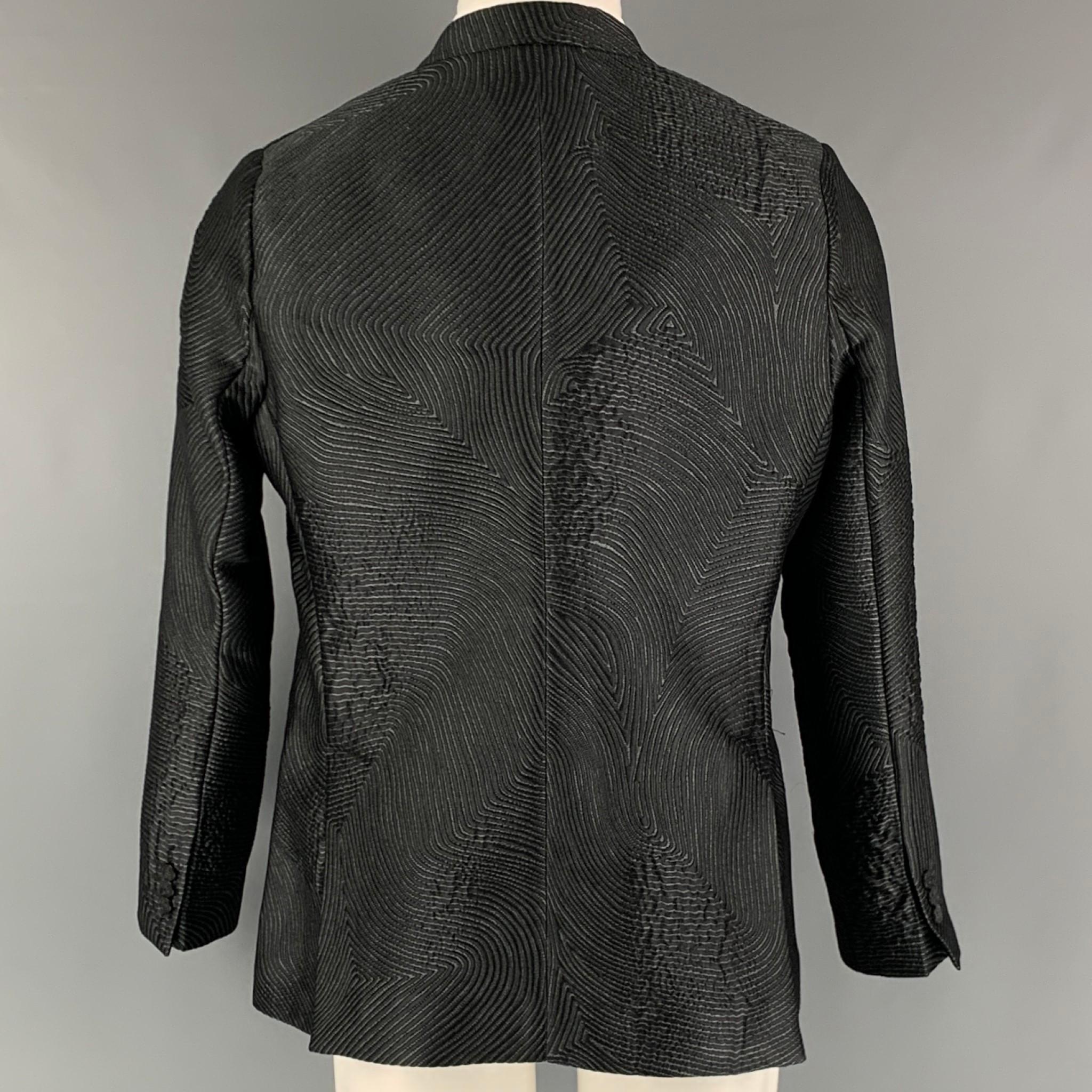 Men's EMPORIO ARMANI Size 40 Black Grey Jacquard Polyester Blend Sport Coat