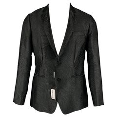 EMPORIO ARMANI Manteau de sport en polyester mélangé jacquard gris noir Taille 40