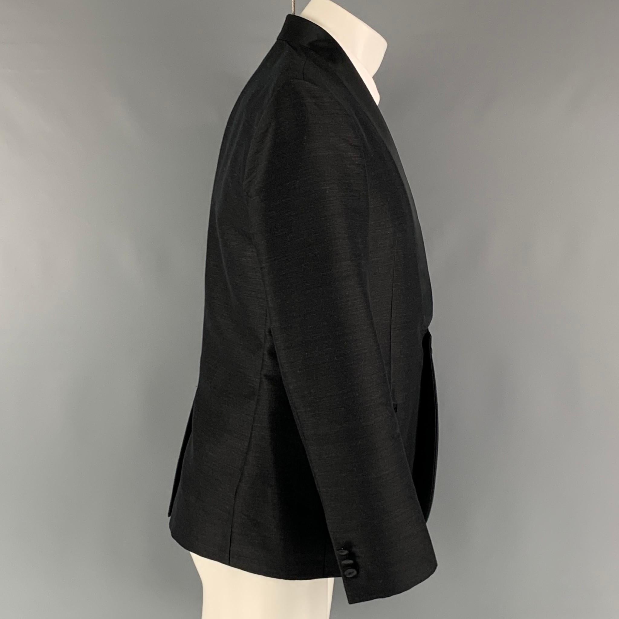 EMPORIO ARMANI Size 40 Black Solid Wool Blend Shawl Collar Sport Coat In Excellent Condition In San Francisco, CA