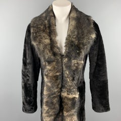 EMPORIO ARMANI Size 40 Brown Hook & Eye Closure Shearling Hook & Eye Coat