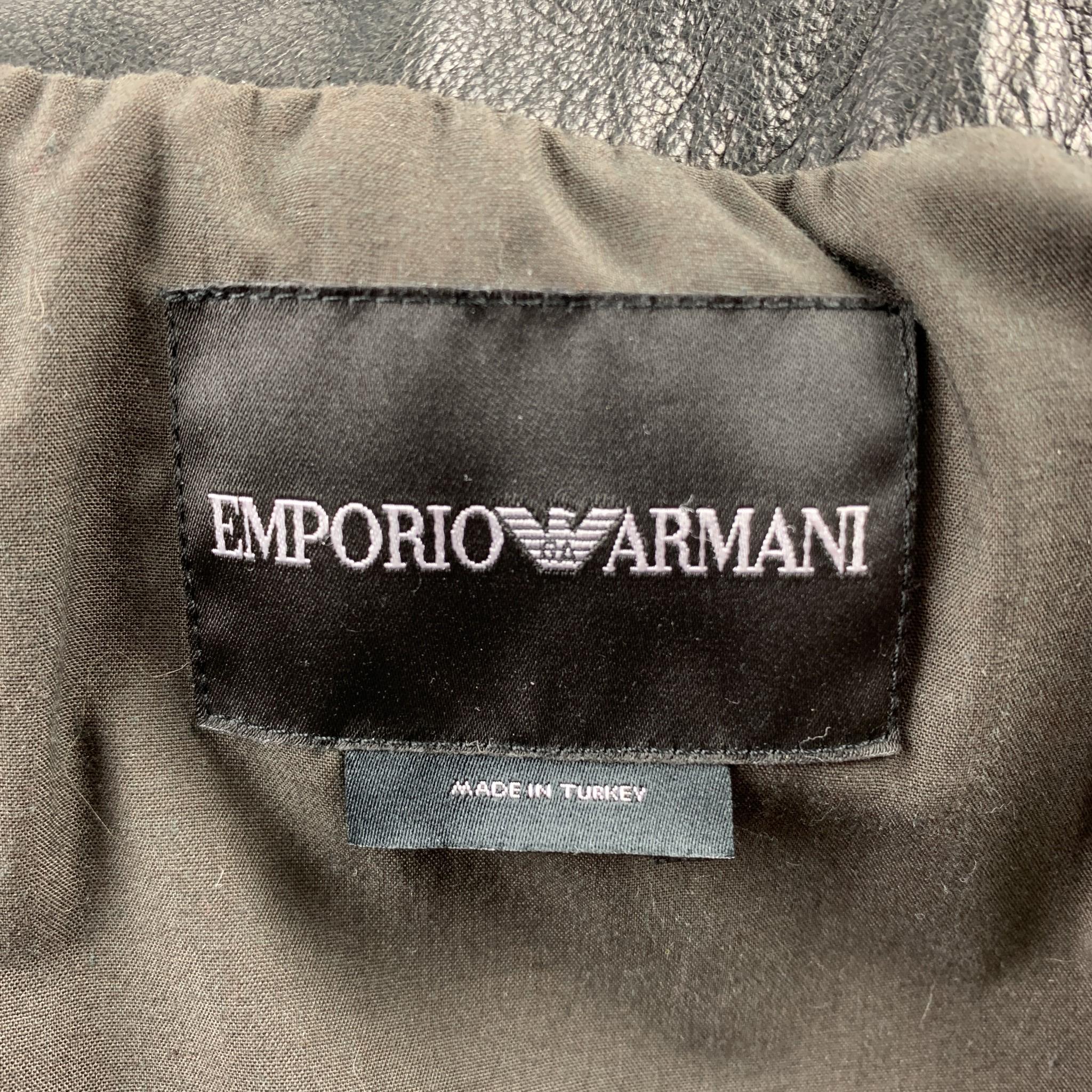 EMPORIO ARMANI Size 40 Brown Hook & Eye Closure Shearling Hook & Eye Coat In Excellent Condition In San Francisco, CA