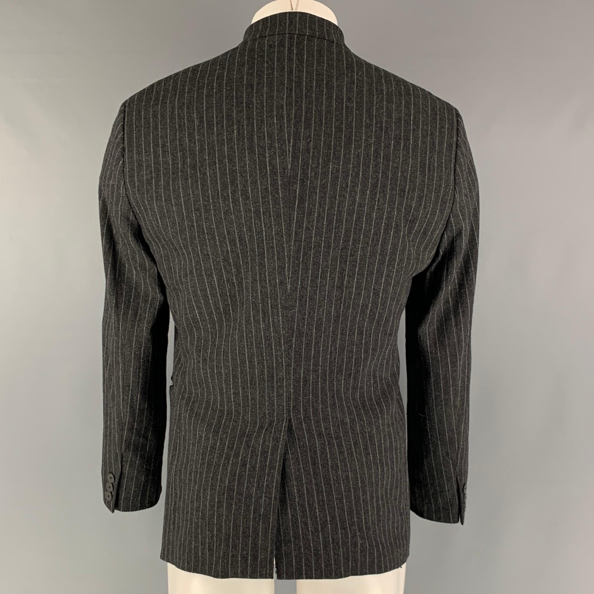 EMPORIO ARMANI Size 40 Charcoal Grey Chalkstripe Wool Blend Sport Coat In Excellent Condition In San Francisco, CA