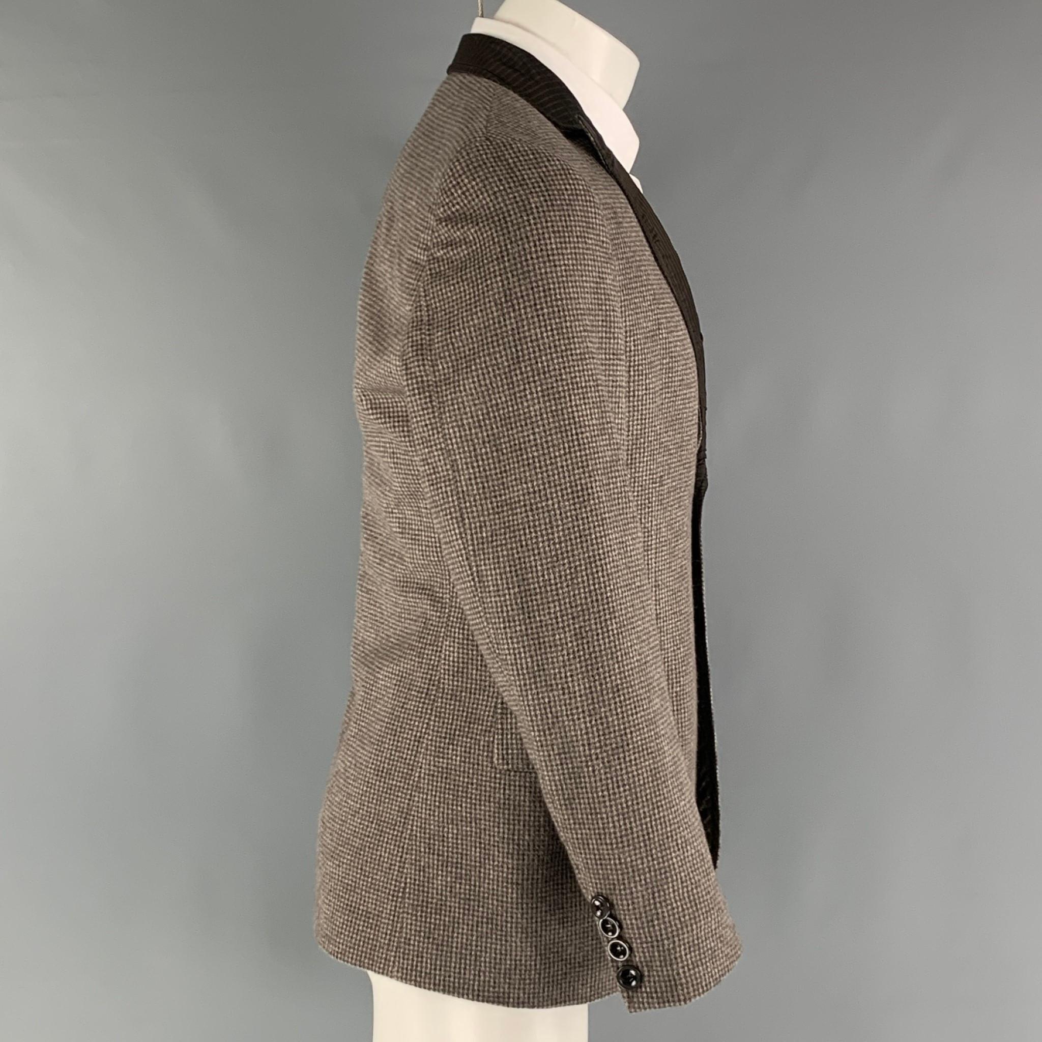 Gray EMPORIO ARMANI Size 40 Grey Charcoal Checkered Angora Sport Coat