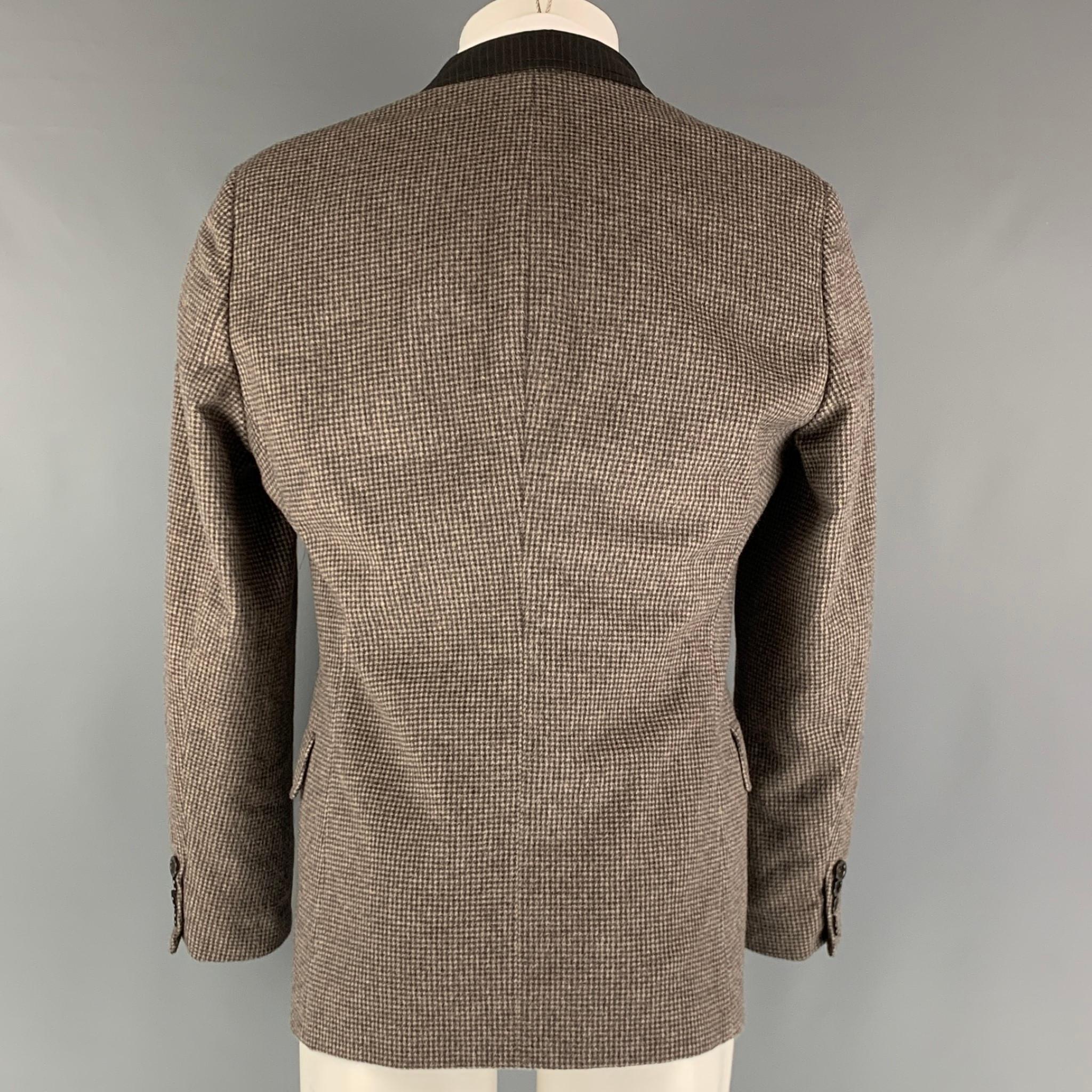 EMPORIO ARMANI Size 40 Grey Charcoal Checkered Angora Sport Coat In Excellent Condition In San Francisco, CA