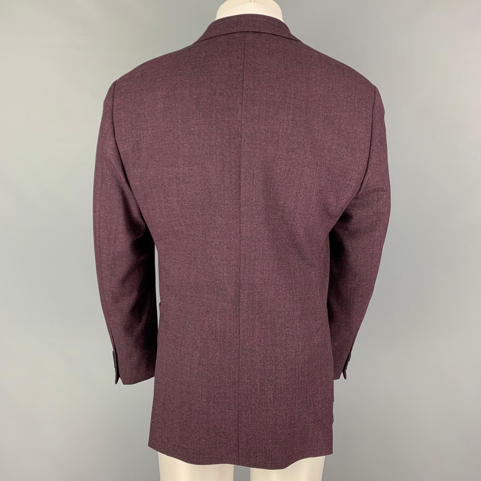 EMPORIO ARMANI Taille 40 Manteau de sport en laine chiné violet Excellent état - En vente à San Francisco, CA