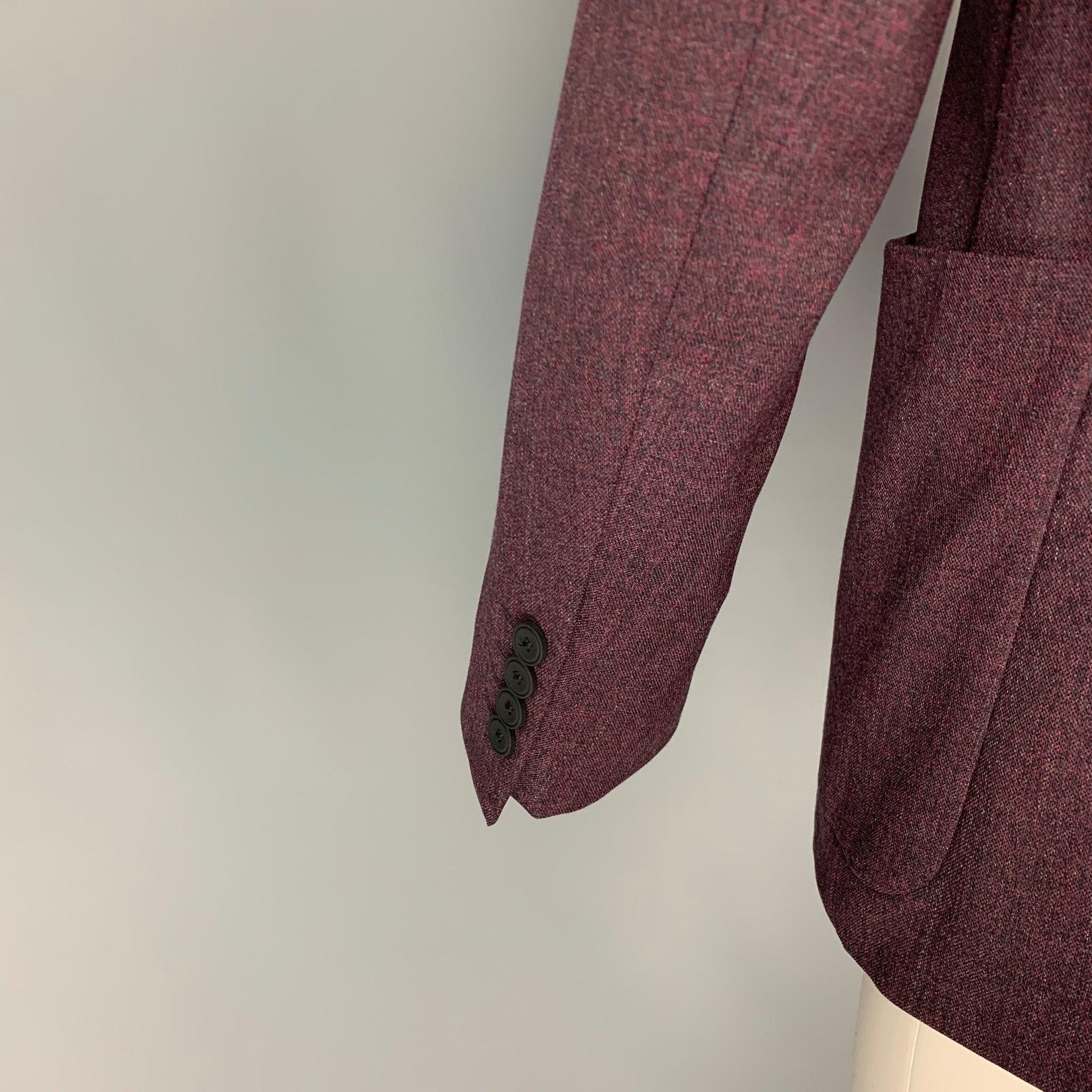 EMPORIO ARMANI Taille 40 Manteau de sport en laine chiné violet Pour hommes en vente