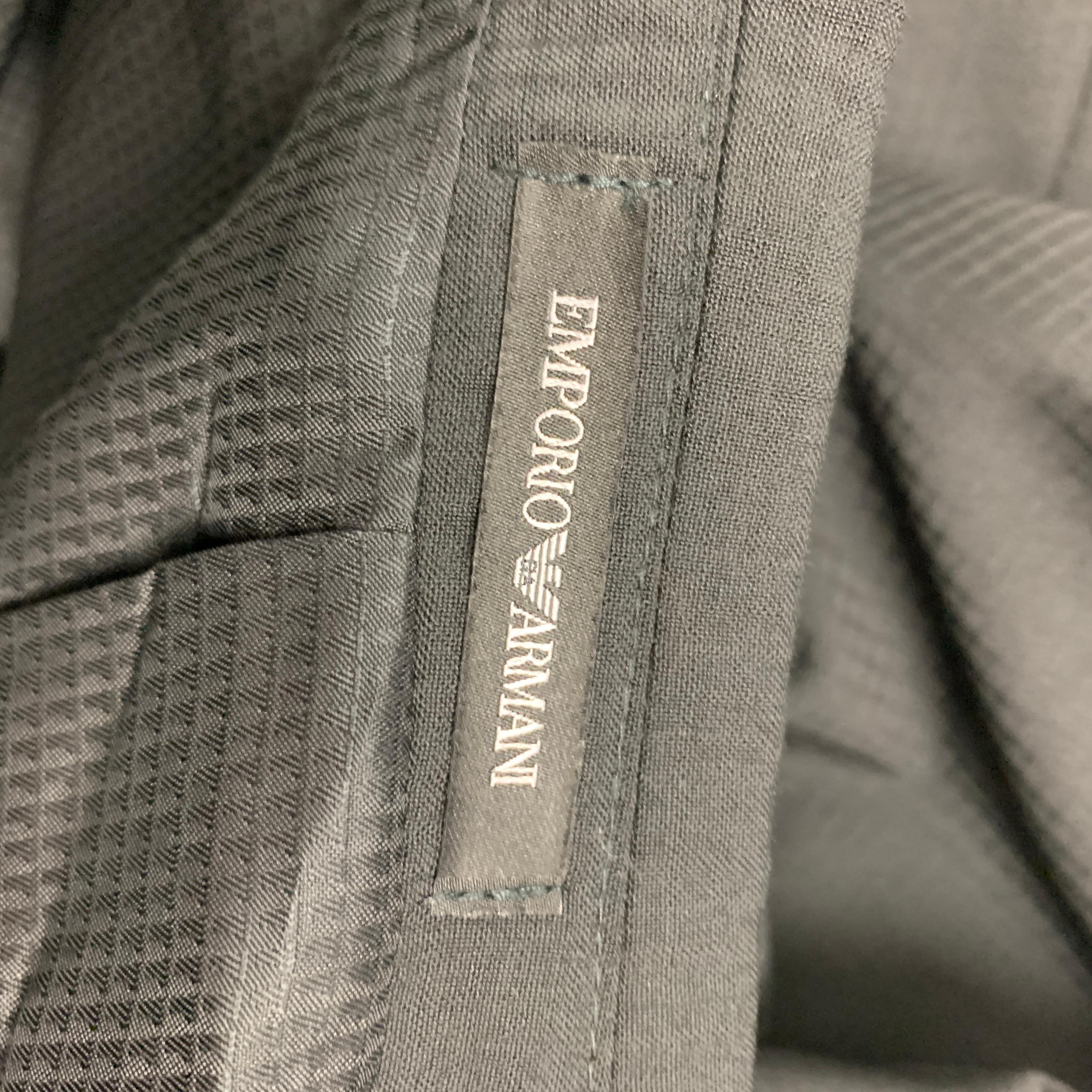 EMPORIO ARMANI Size 42 Black Grid Peak Lapel Tuxedo Suit 4