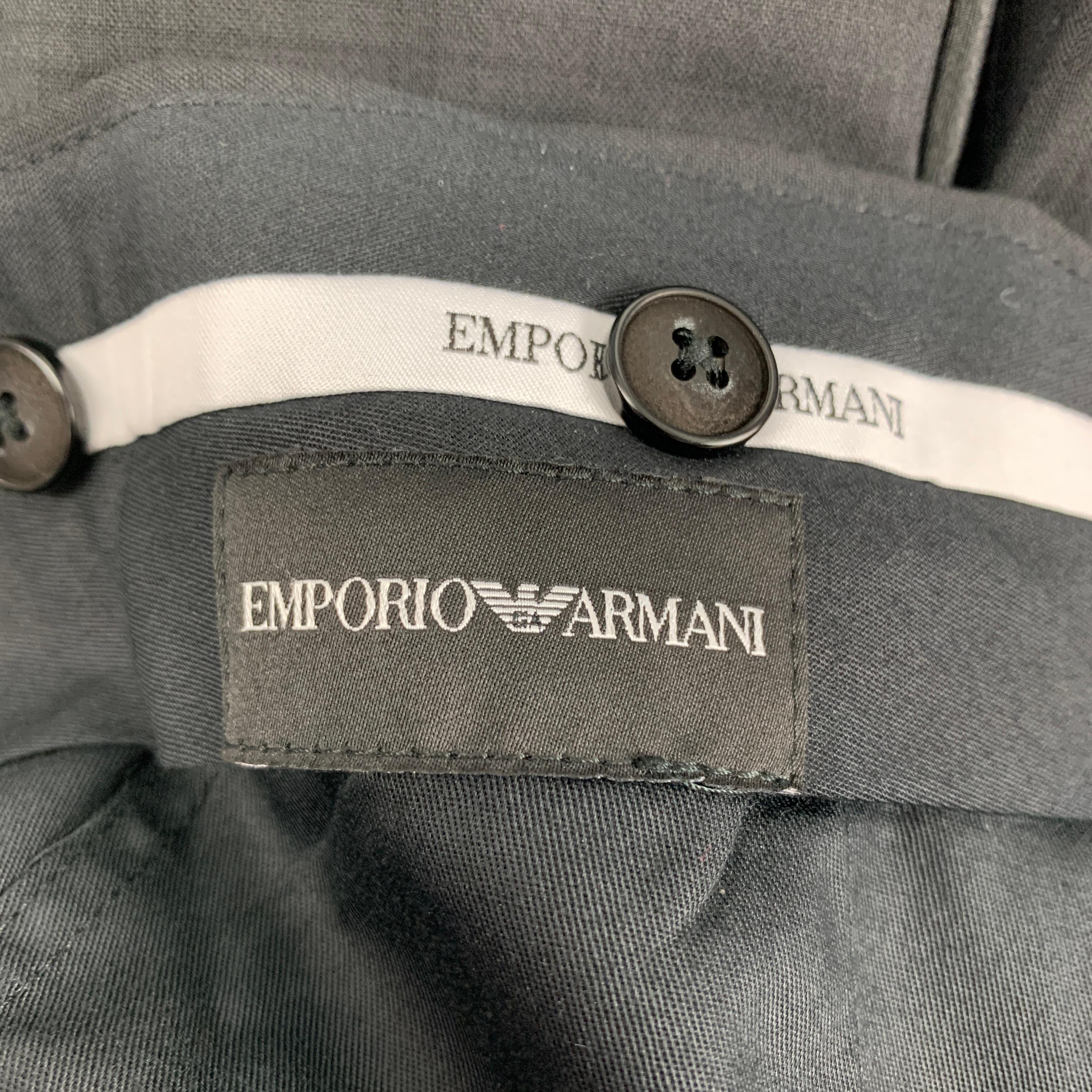 EMPORIO ARMANI Size 42 Black Grid Peak Lapel Tuxedo Suit 5