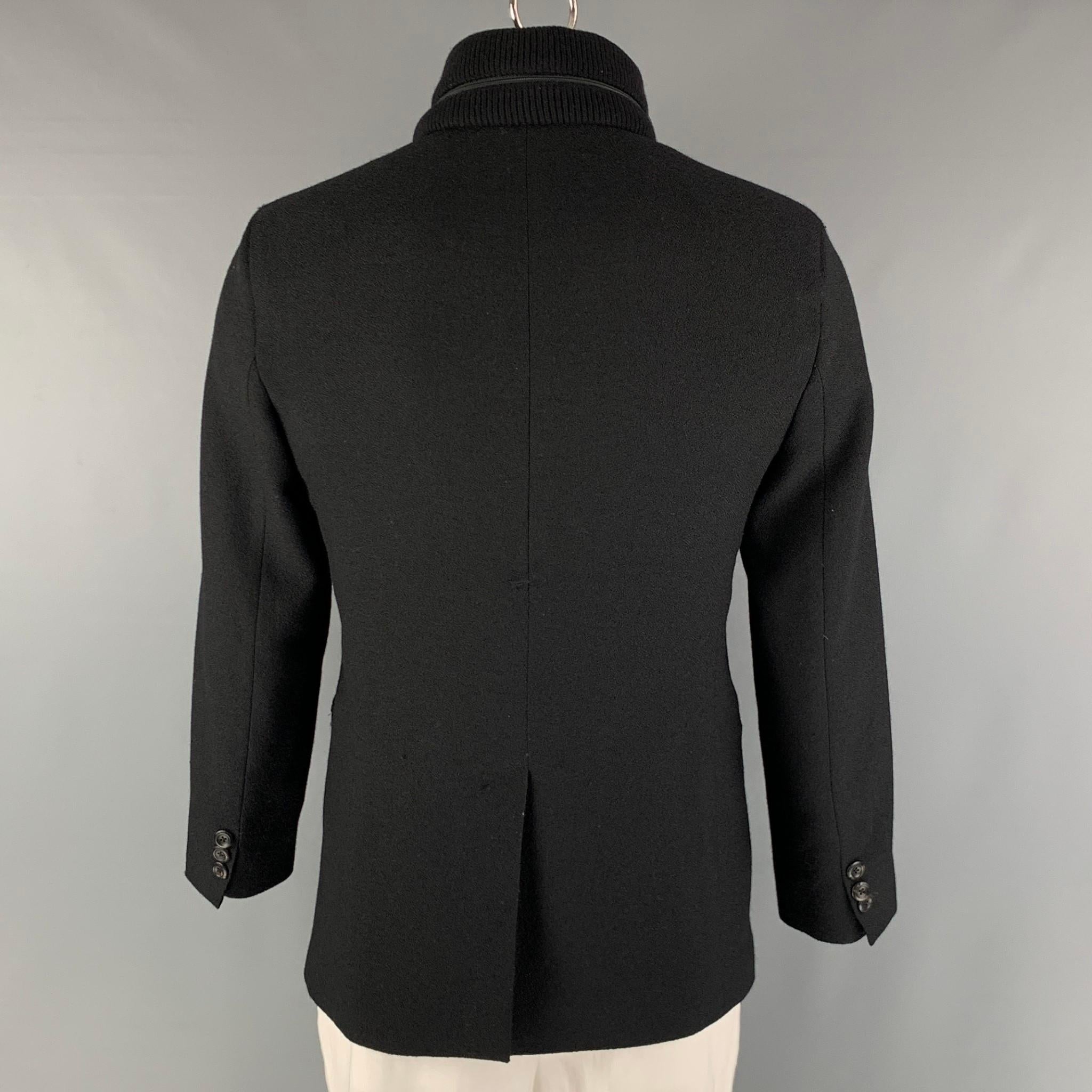 Men's EMPORIO ARMANI Size 42 Black Textured Virgin Wool Jacket