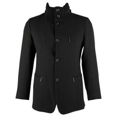 EMPORIO ARMANI Size 42 Black Textured Virgin Wool Jacket