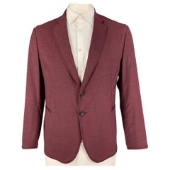 EMPORIO ARMANI Size 42 Burgundy Wool Notch Lapel Sport Coat