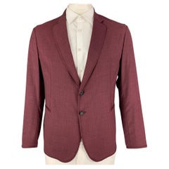 EMPORIO ARMANI Talla 42 Chaquetón de lana burdeos con solapa de muesca