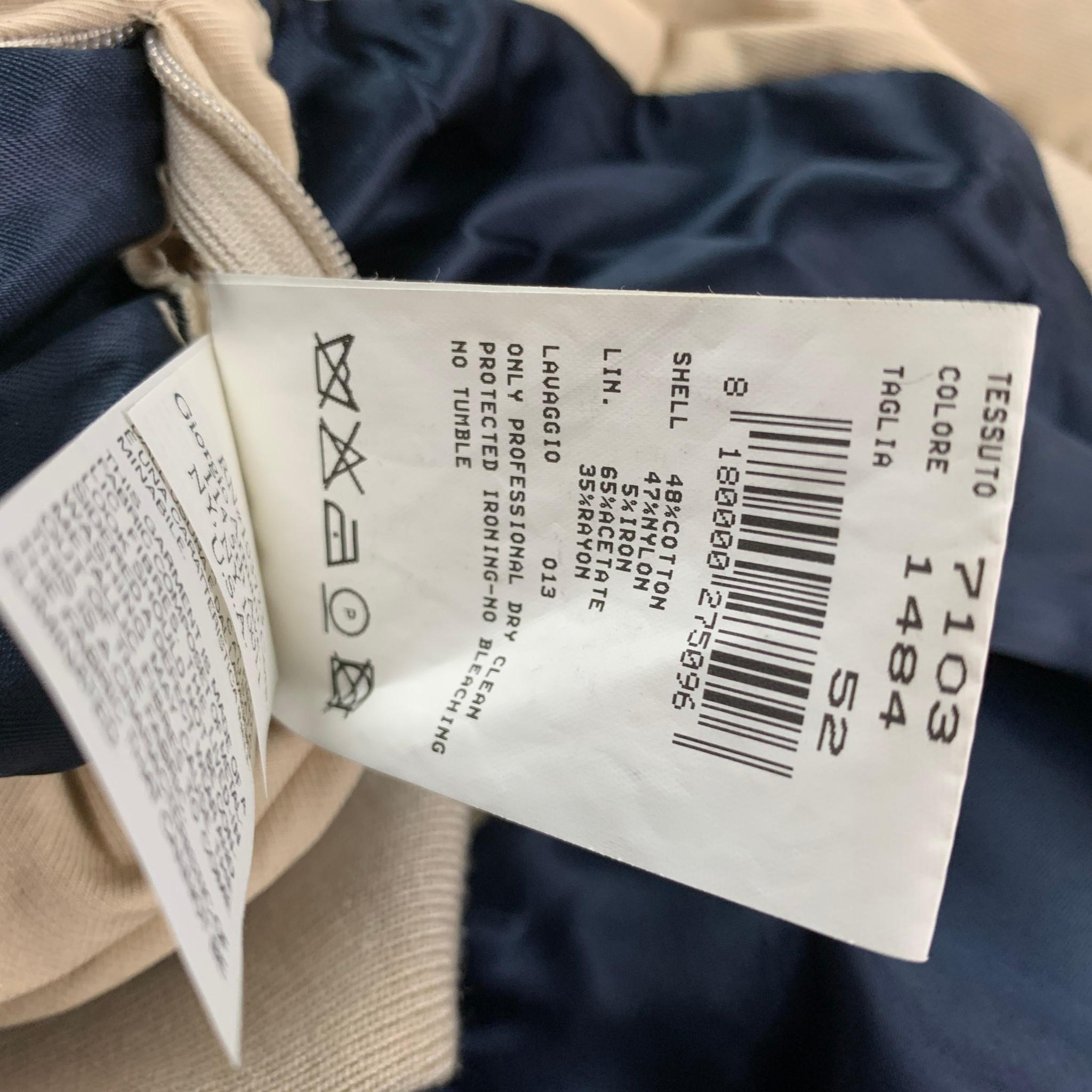 EMPORIO ARMANI Size 42 Khaki & Navy Cotton Blend Zip Up Jacket In Good Condition In San Francisco, CA