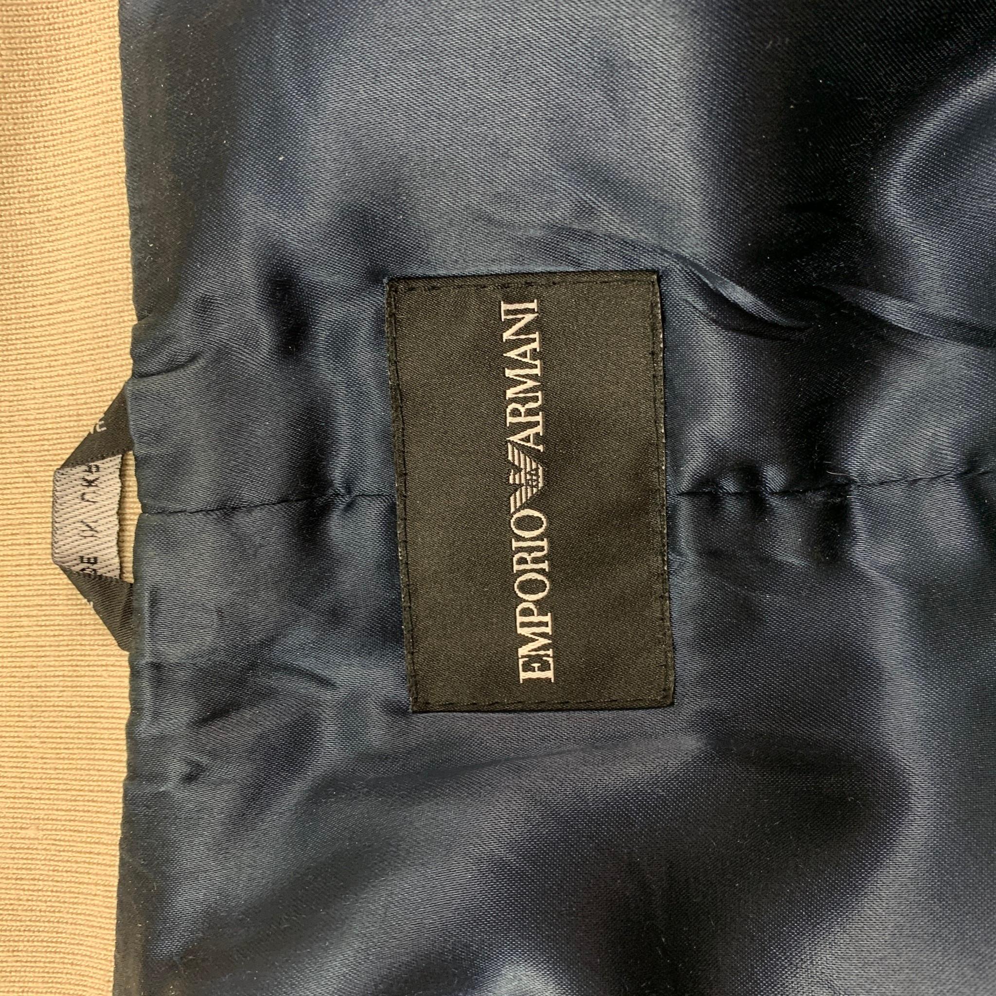 Men's EMPORIO ARMANI Size 42 Khaki & Navy Cotton Blend Zip Up Jacket