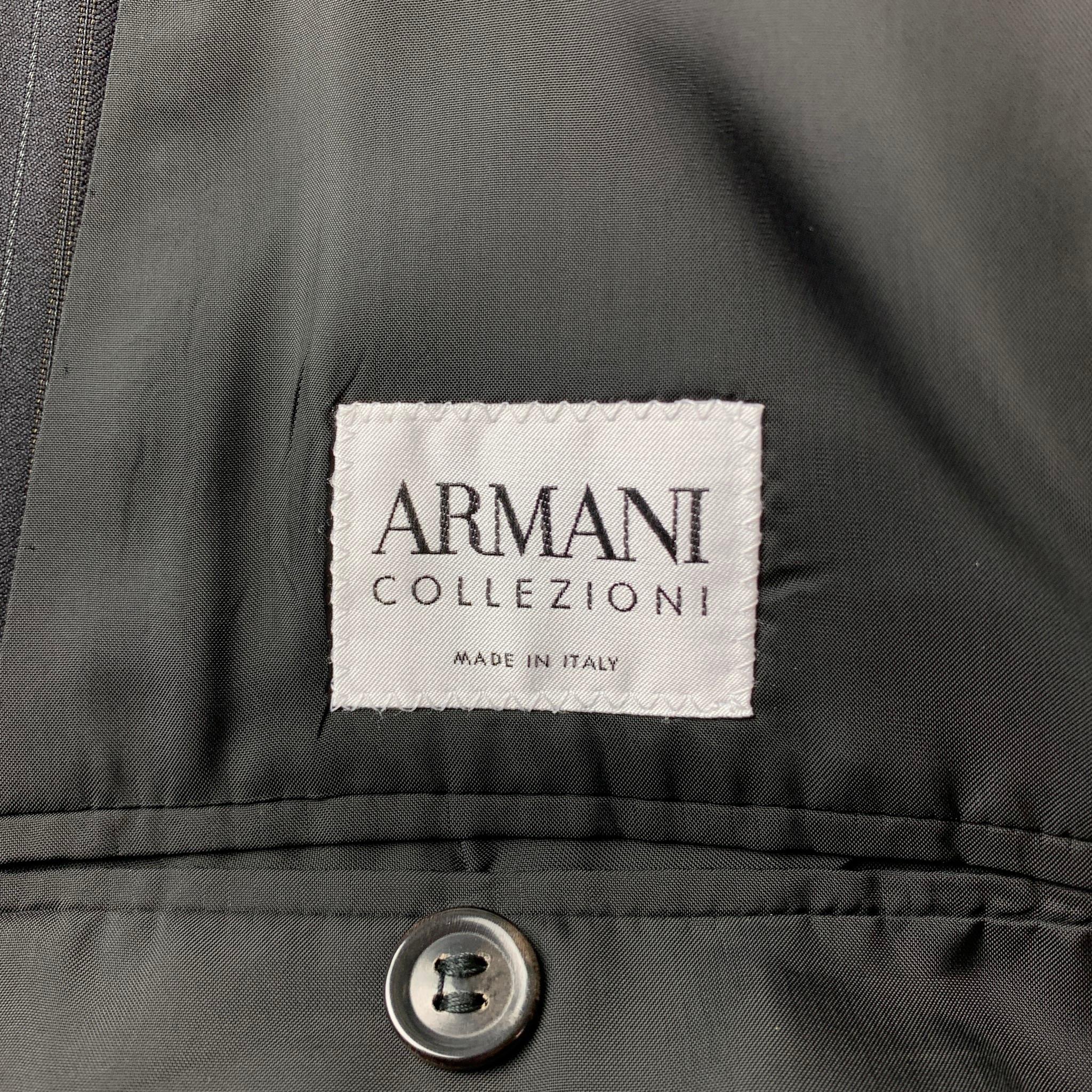 EMPORIO ARMANI Size 42 Regular Black Stripe Wool Notch Lapel Suit 4