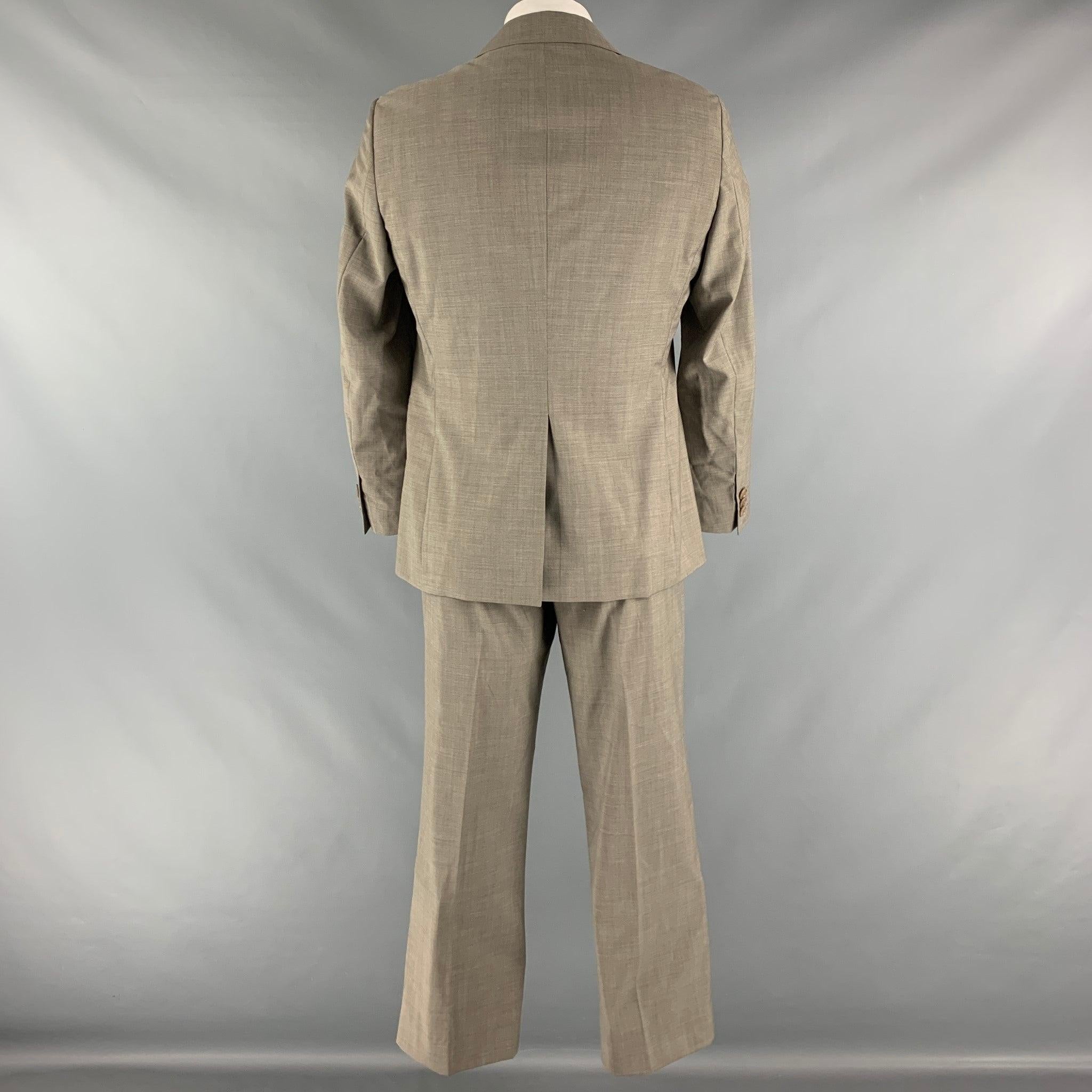 Men's EMPORIO ARMANI Size 42 Taupe Solid Wool Notch Lapel Suit For Sale