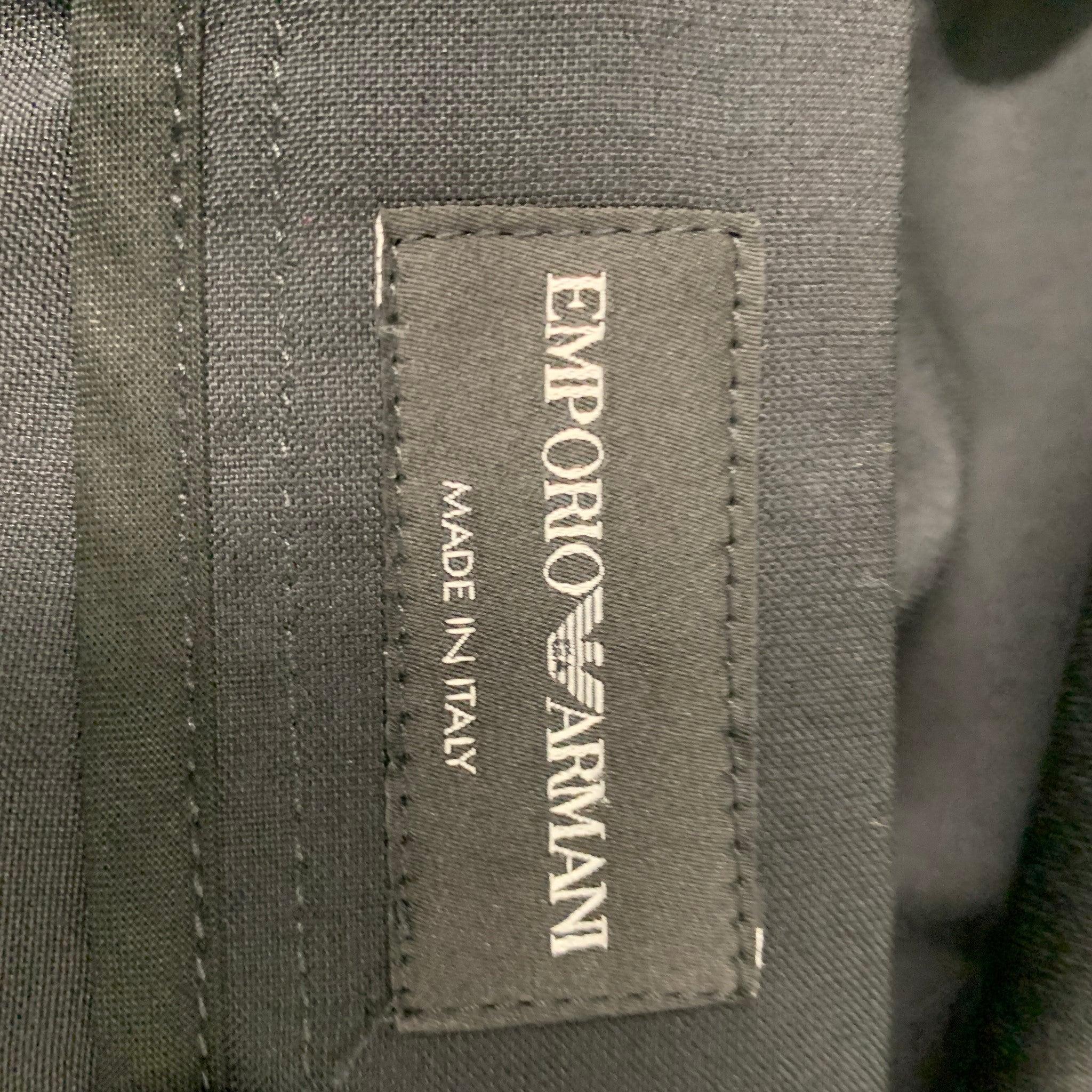 EMPORIO ARMANI  Size 44 Black Solid Wool Silk Shawl Collar 38 33 Suit For Sale 6
