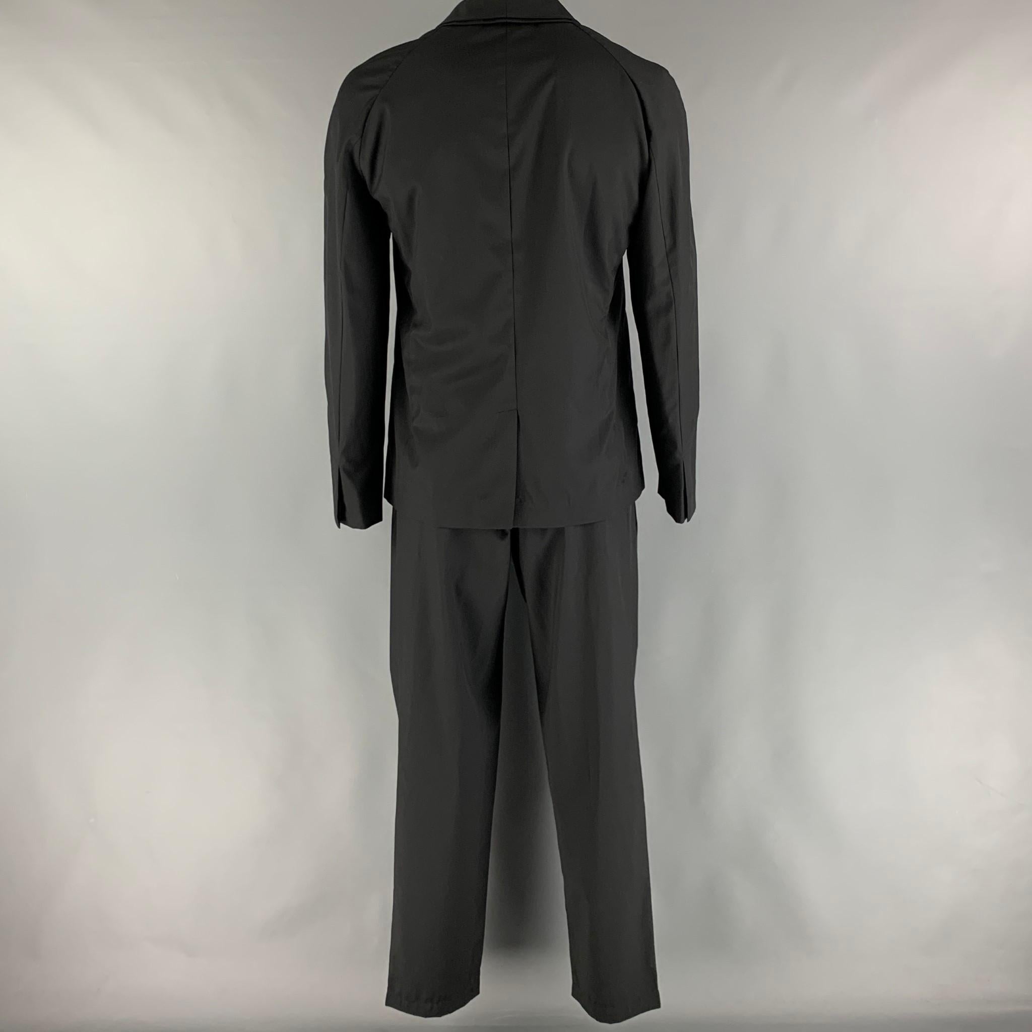 EMPORIO ARMANI Size 44 Black Solid Wool Silk Shawl Collar 38 33 Suit 1