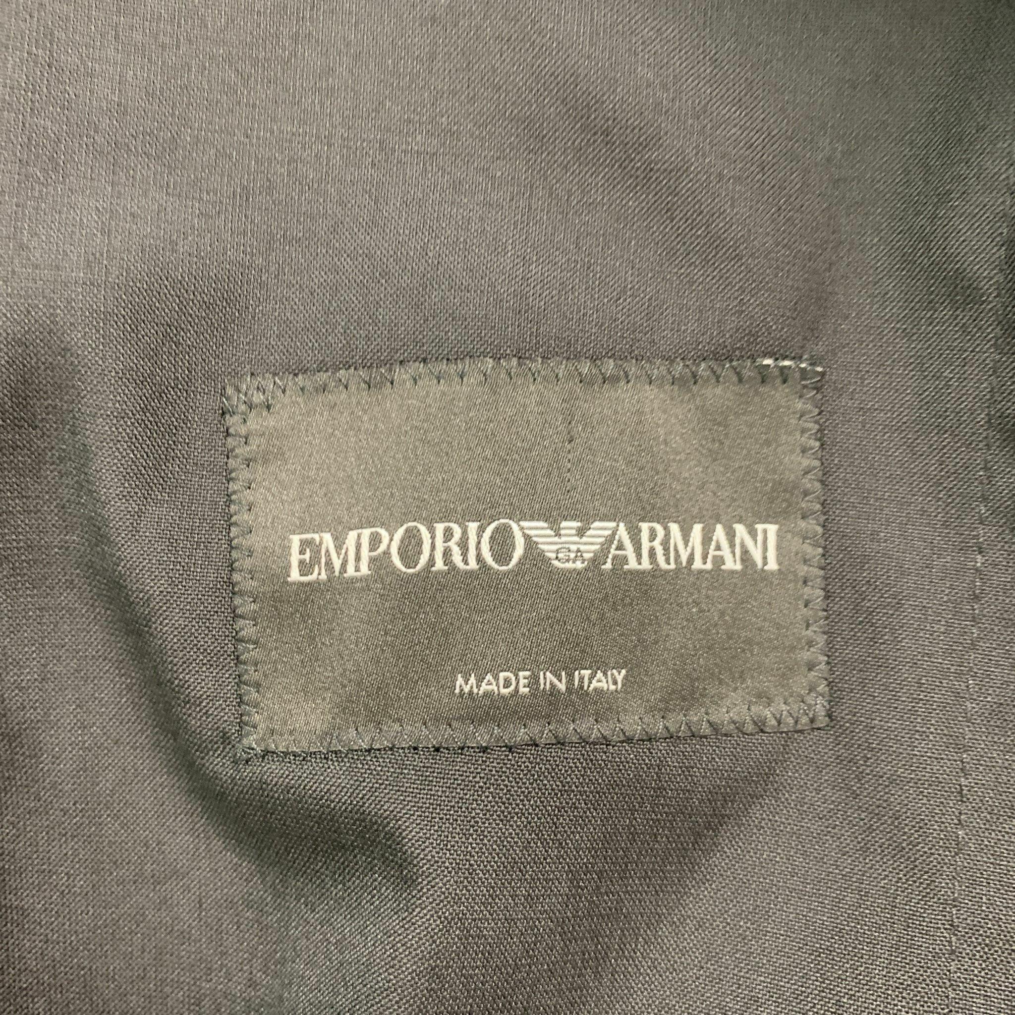 EMPORIO ARMANI  Size 44 Black Solid Wool Silk Shawl Collar 38 33 Suit For Sale 4