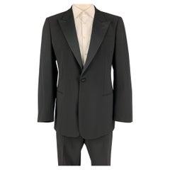 EMPORIO ARMANI Size 44 Black Wool Peak Lapel Tuxedo Suit