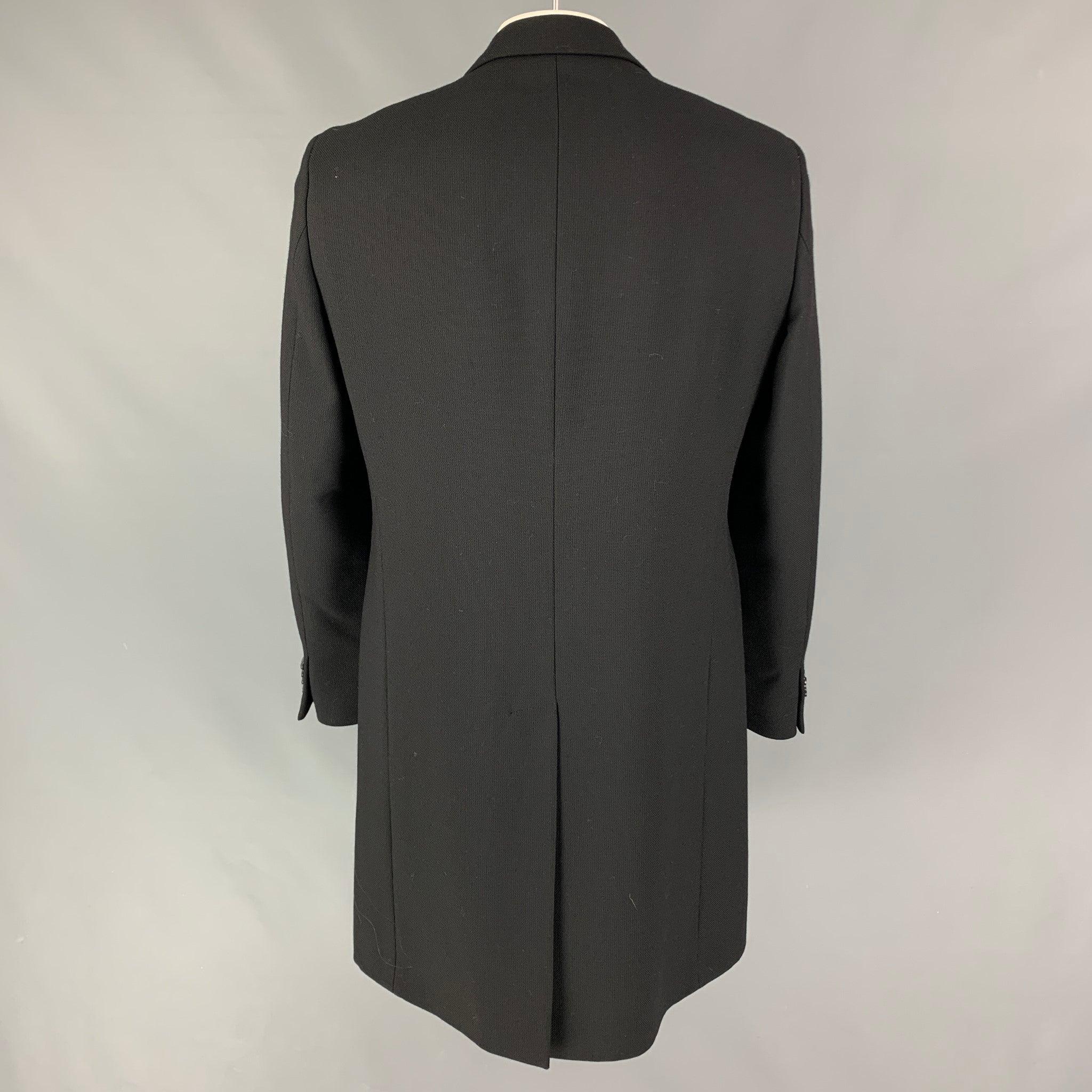 EMPORIO ARMANI Size 44 Black Wool Polyamide Coat In Good Condition For Sale In San Francisco, CA
