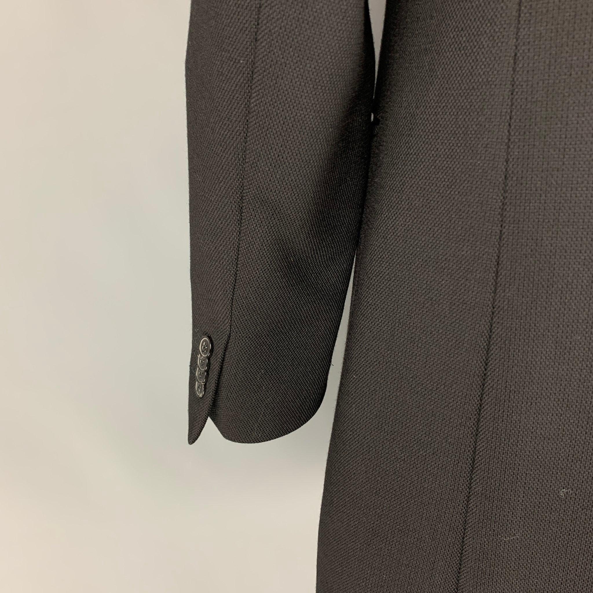 Men's EMPORIO ARMANI Size 44 Black Wool Polyamide Coat For Sale