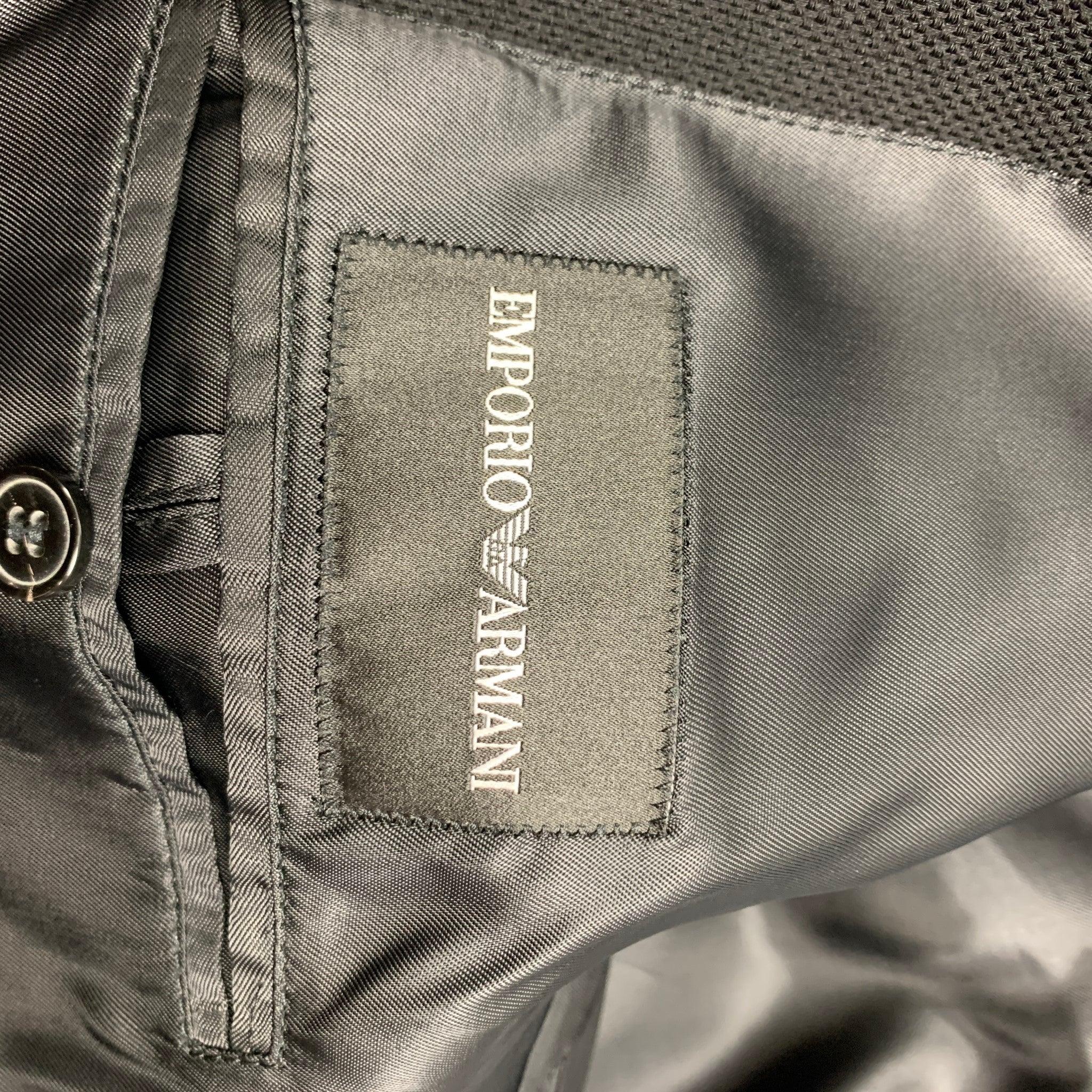 EMPORIO ARMANI Size 44 Black Wool Polyamide Coat For Sale 3