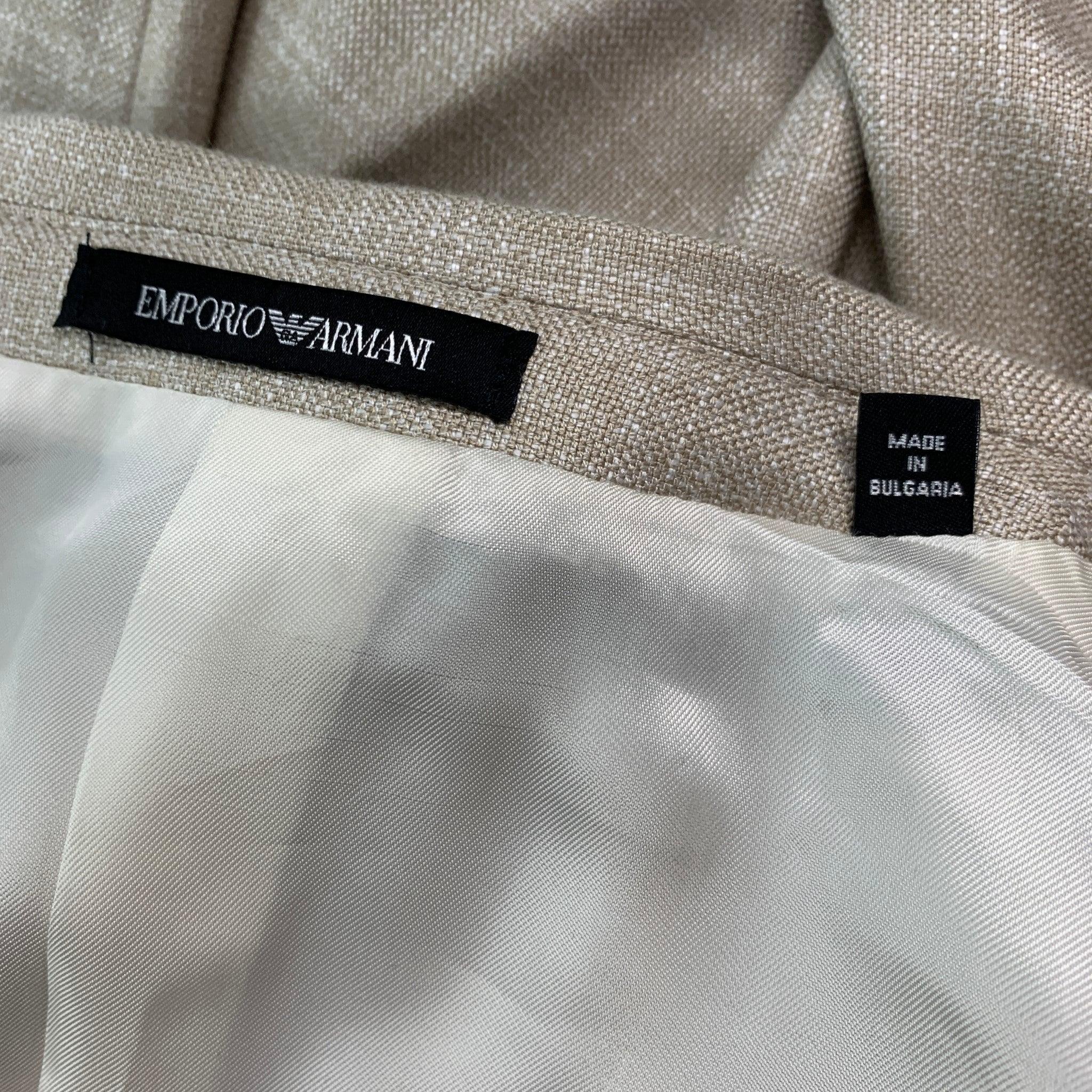 Men's EMPORIO ARMANI Size 44 Cream Black Viscose Blend Peak Lapel Sport Coat