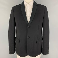 EMPORIO ARMANI Size 46 Black Ribbed Polyamide Blend Sport Coat