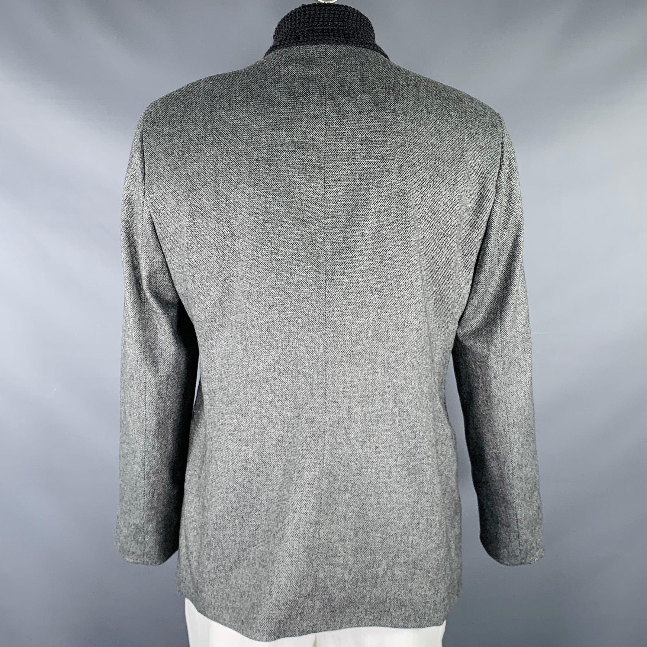 Men's EMPORIO ARMANI Size 46 Grey Black Wool Blend Notch Lapel Sport Coat For Sale