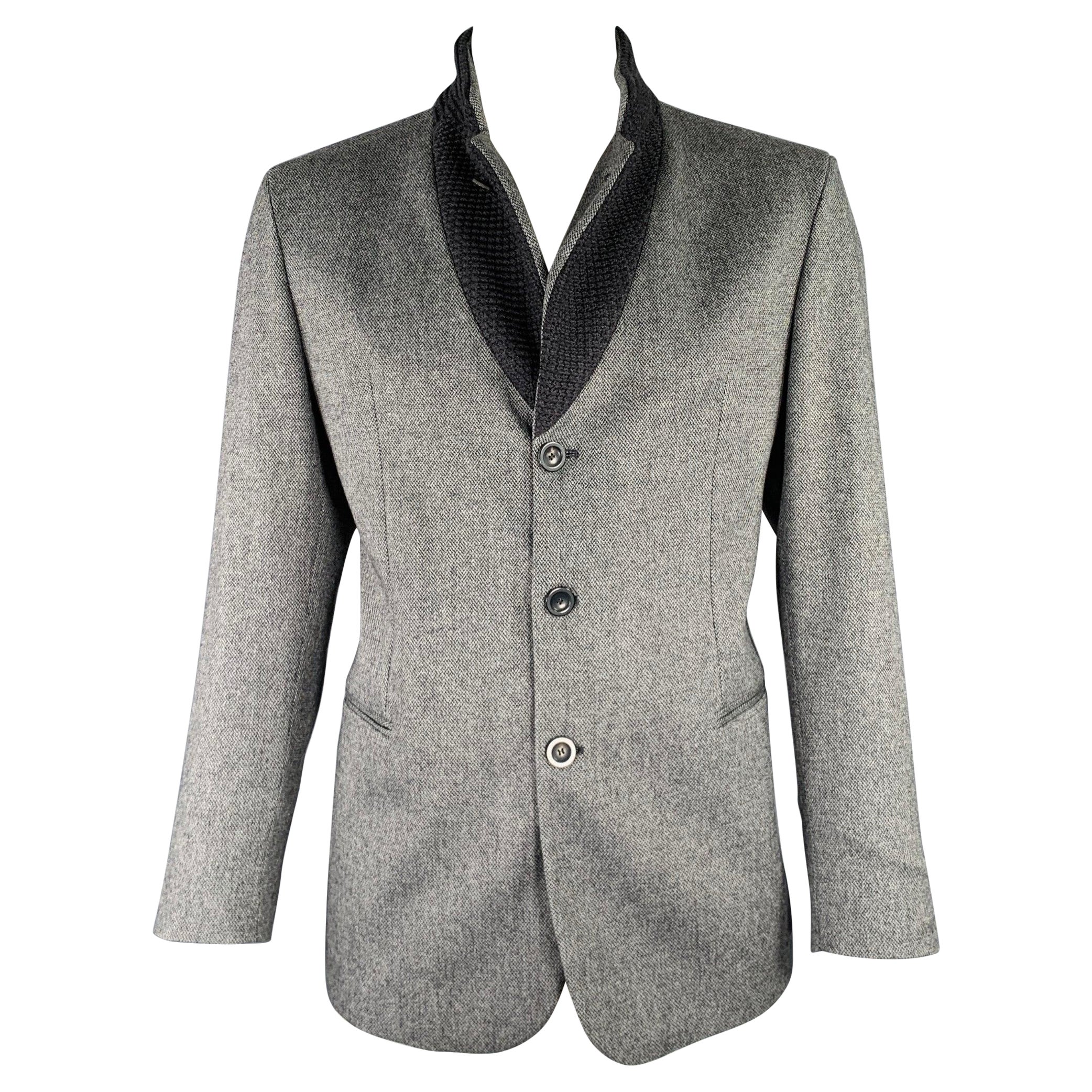 EMPORIO ARMANI Größe 46 Grau Schwarzer Sportmantel aus Wollmischung mit Notch-Revers