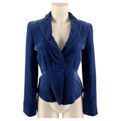EMPORIO ARMANI Size 6 Blue Viscose & Silk Solid Blazer