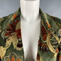 EMPORIO ARMANI Größe 6 Grün Braun & Gold Baumwollsamt Blazer