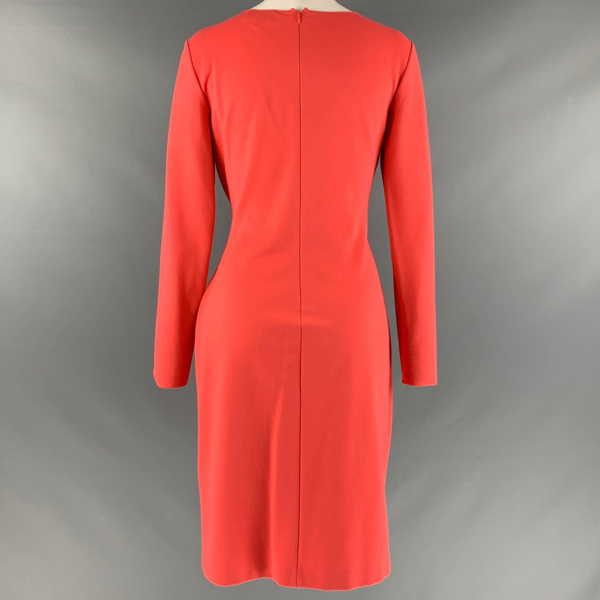 EMPORIO ARMANI Size 6 Orange Viscose Blend Faux Wrap Dress In Good Condition For Sale In San Francisco, CA