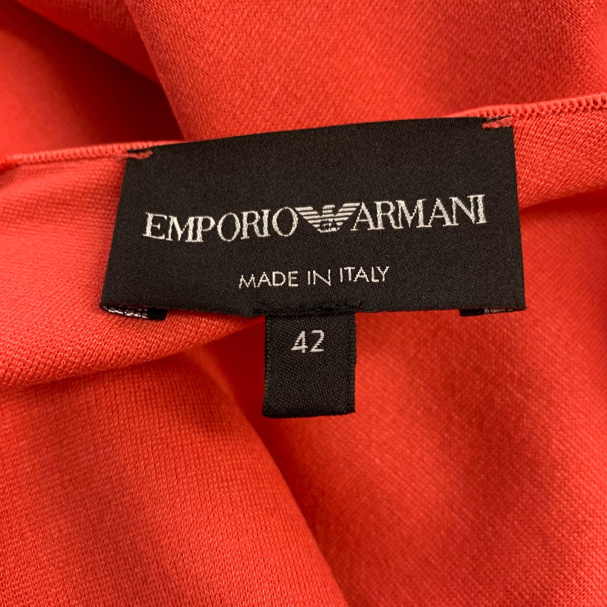 Women's EMPORIO ARMANI Size 6 Orange Viscose Blend Faux Wrap Dress For Sale