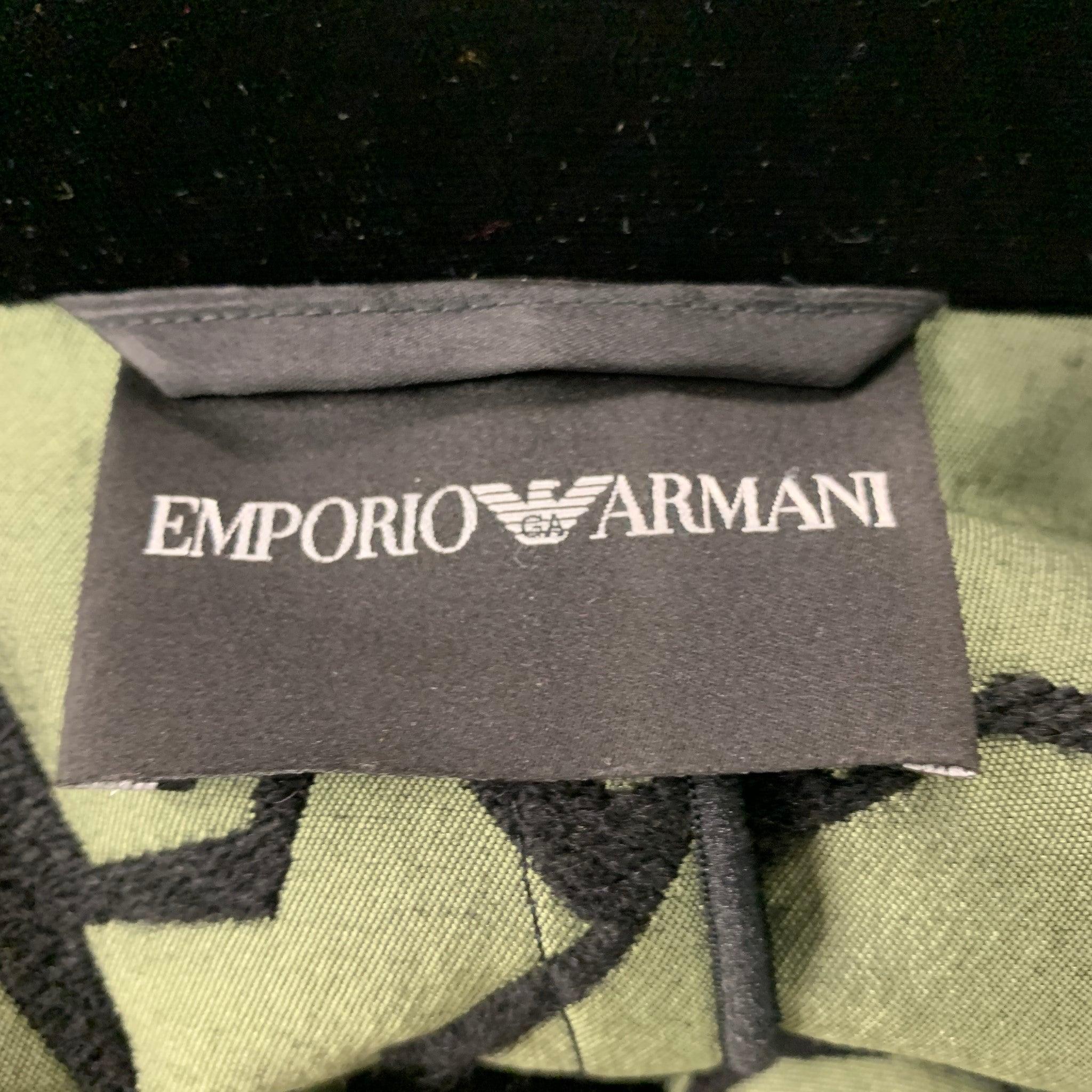 Women's EMPORIO ARMANI Size 8 Black Green Acrylic Blend Jacquard Jacket For Sale