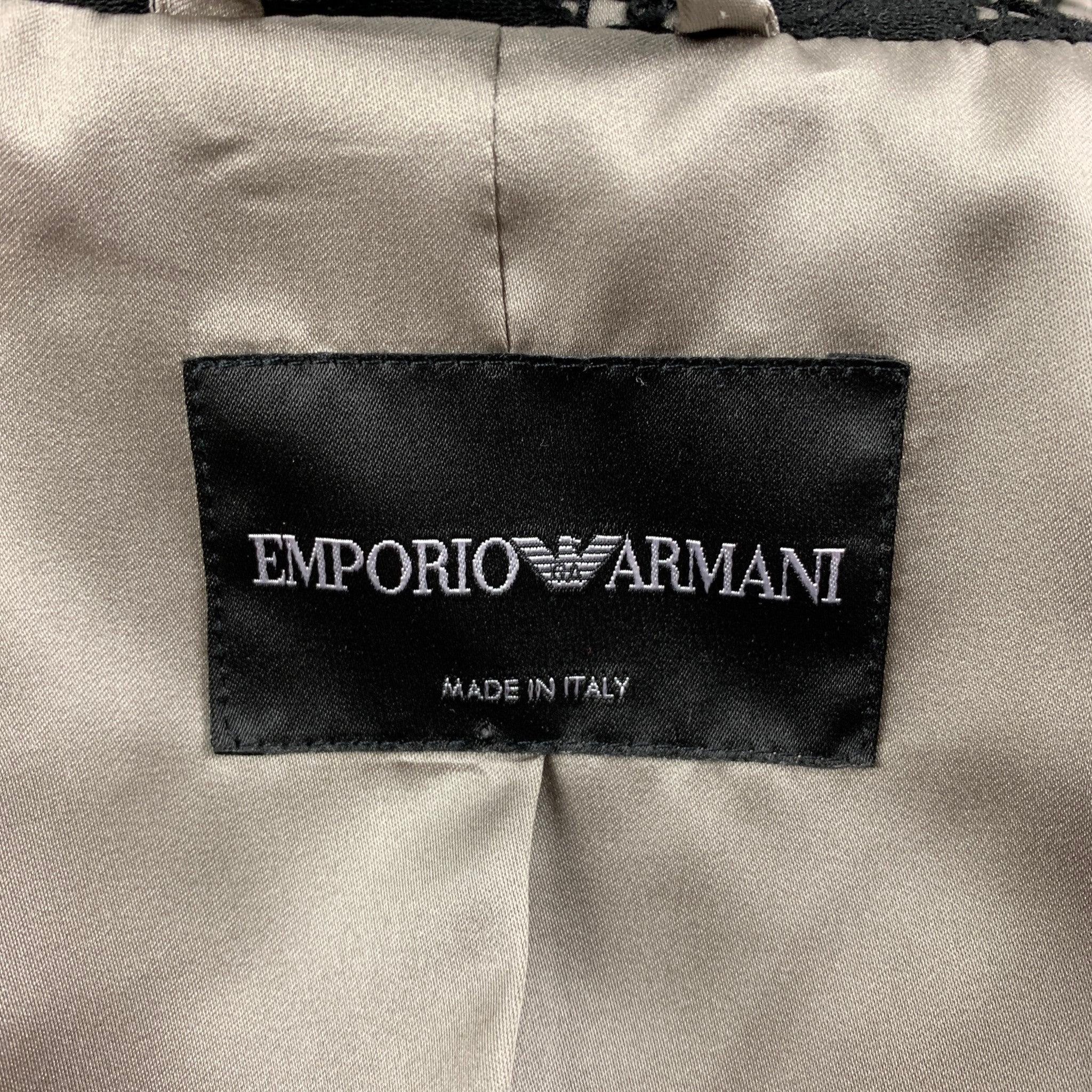 EMPORIO ARMANI Size 8 Black Light Grey Cotton Polyamide Jacket For Sale 3