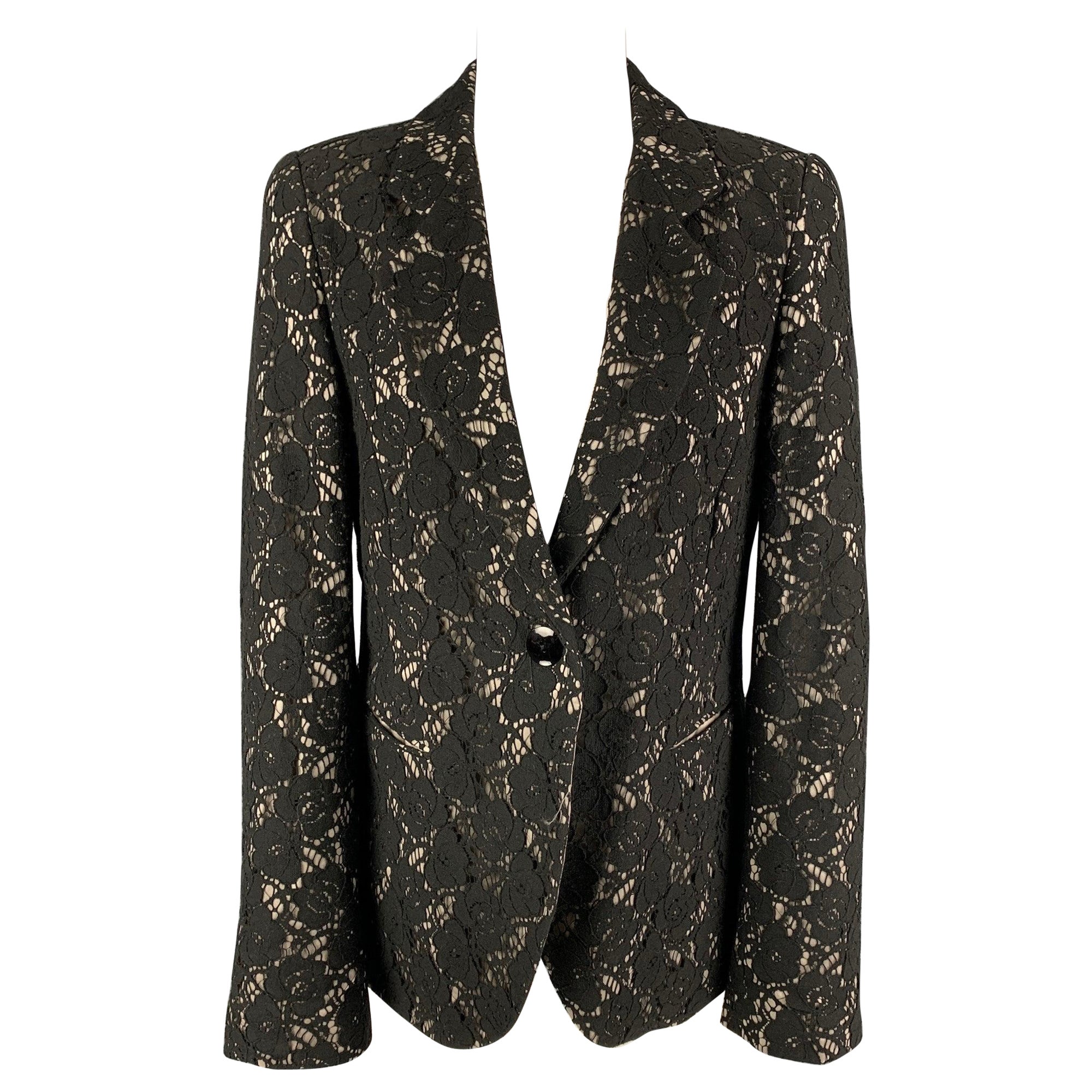 EMPORIO ARMANI Größe 8 Schwarz Hellgraue Baumwoll-polyamidenjacke aus Baumwolle