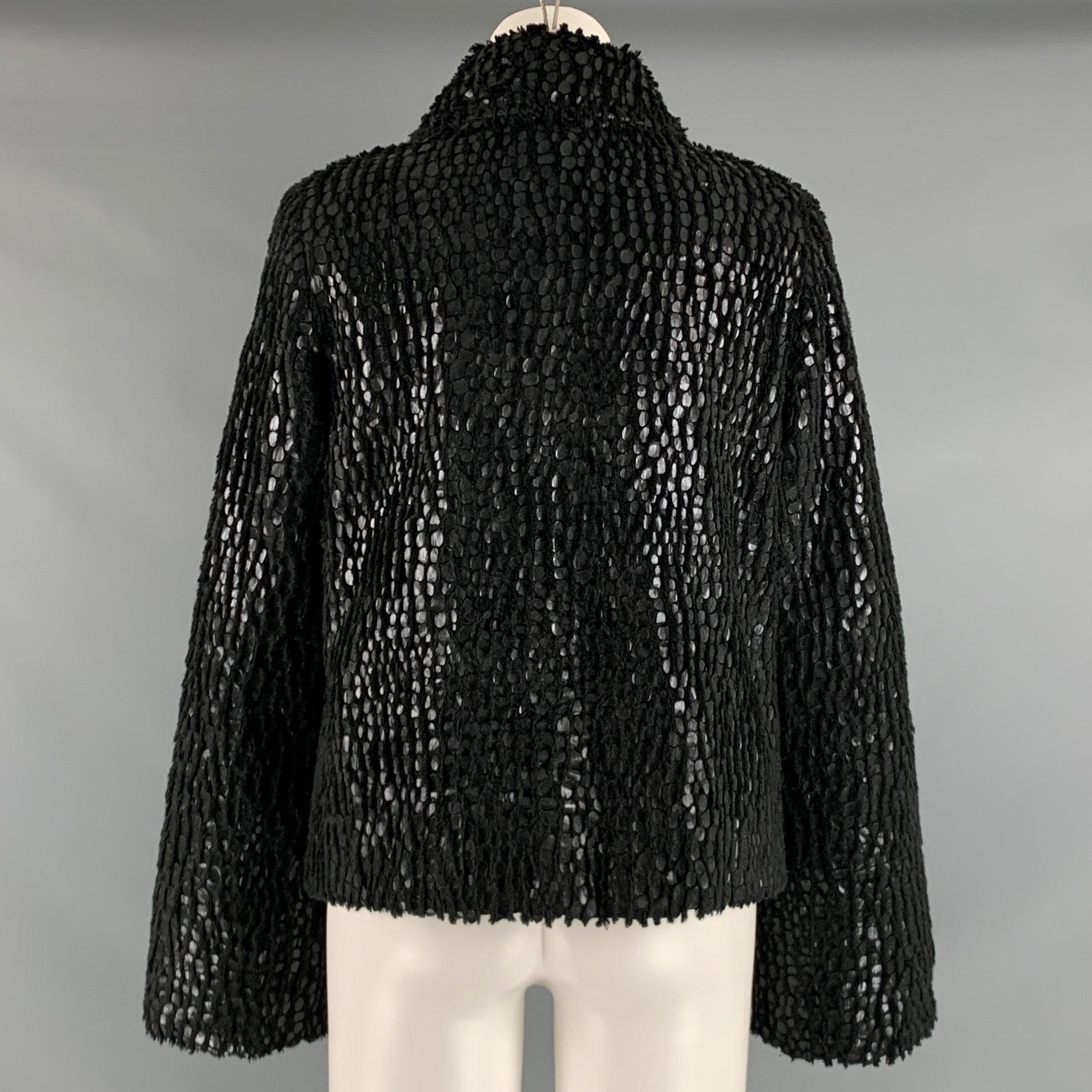 Women's EMPORIO ARMANI Size 8 Black Polyester Textured Jacket For Sale