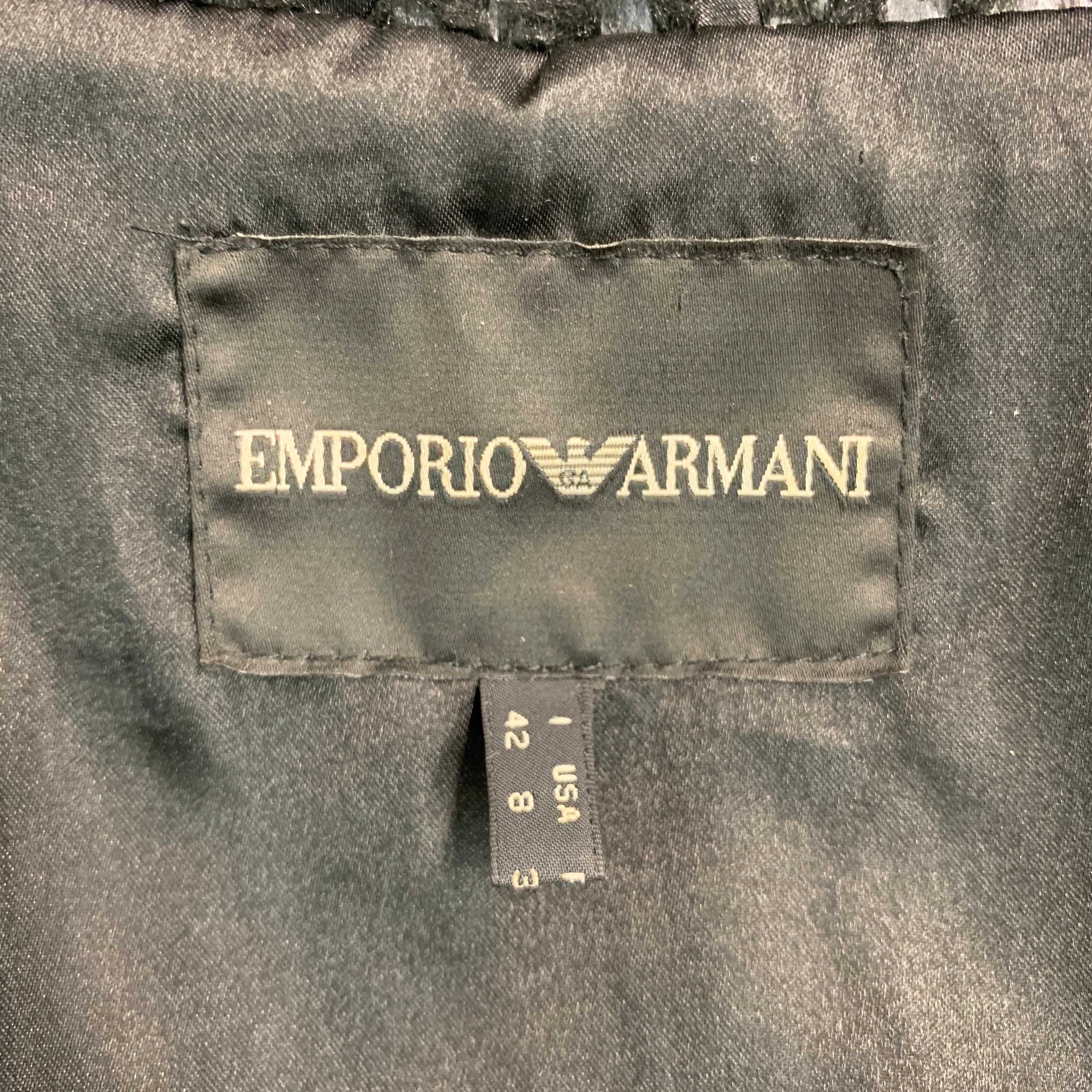 EMPORIO ARMANI Size 8 Black Polyester Textured Jacket For Sale 1