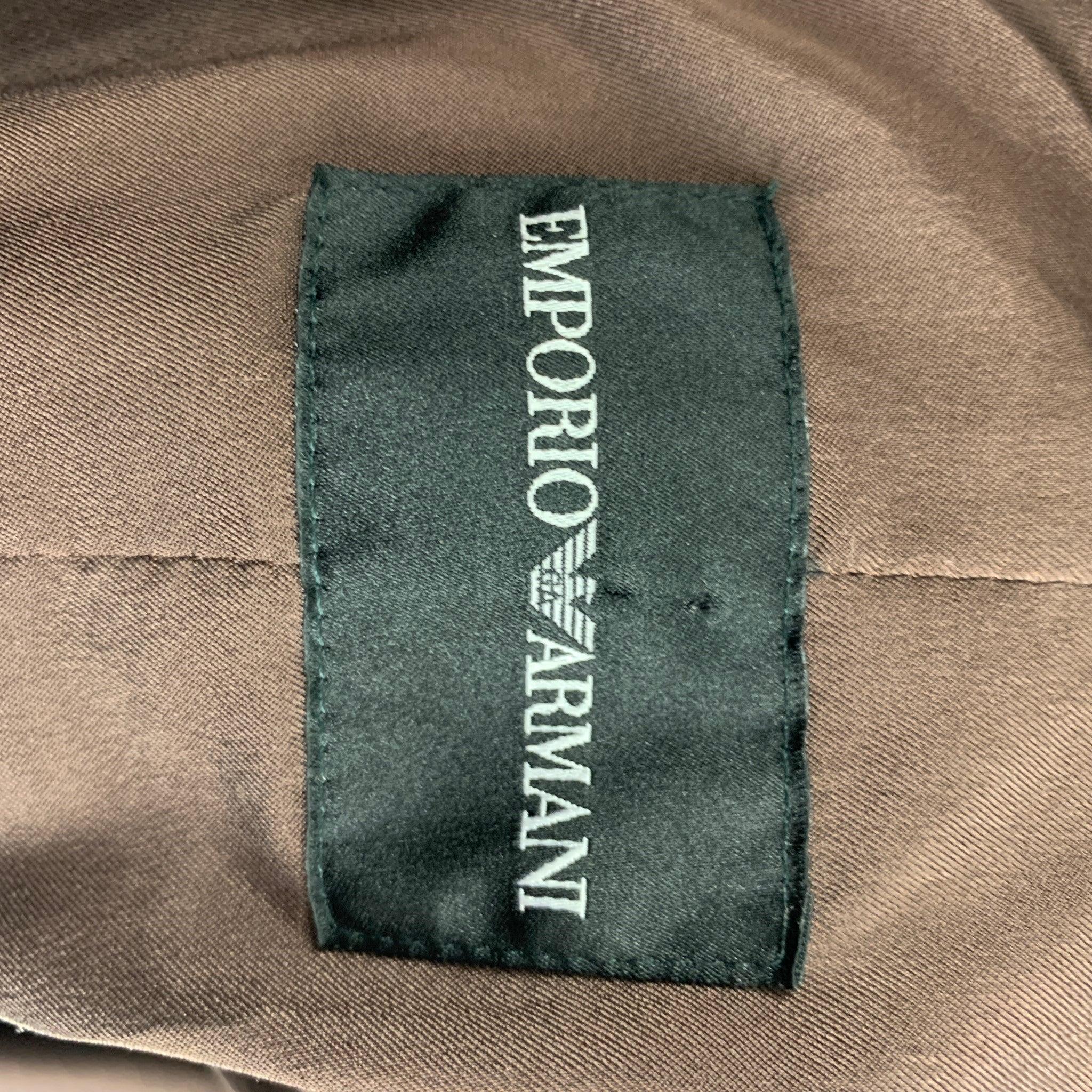 EMPORIO ARMANI Size 8 Brown Embroidered Single Breasted Coat For Sale 2