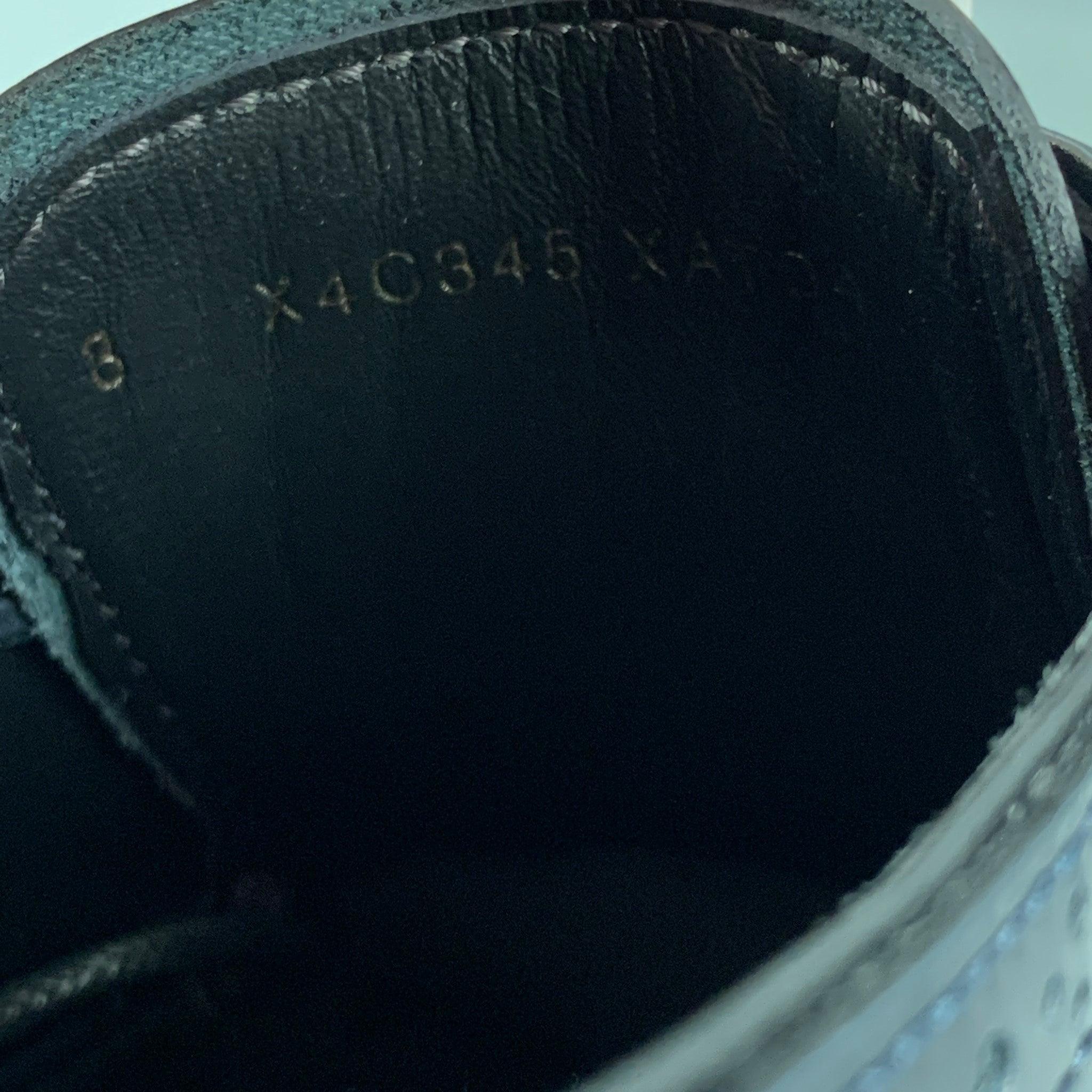 EMPORIO ARMANI - Chaussures à lacets en cuir perforé bleu marine, taille 9 2