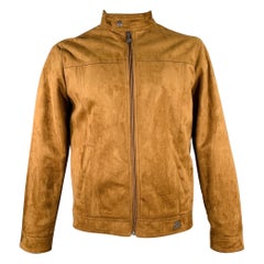 EMPORIO ARMANI Chaqueta con cremallera de ante sintético camel talla L