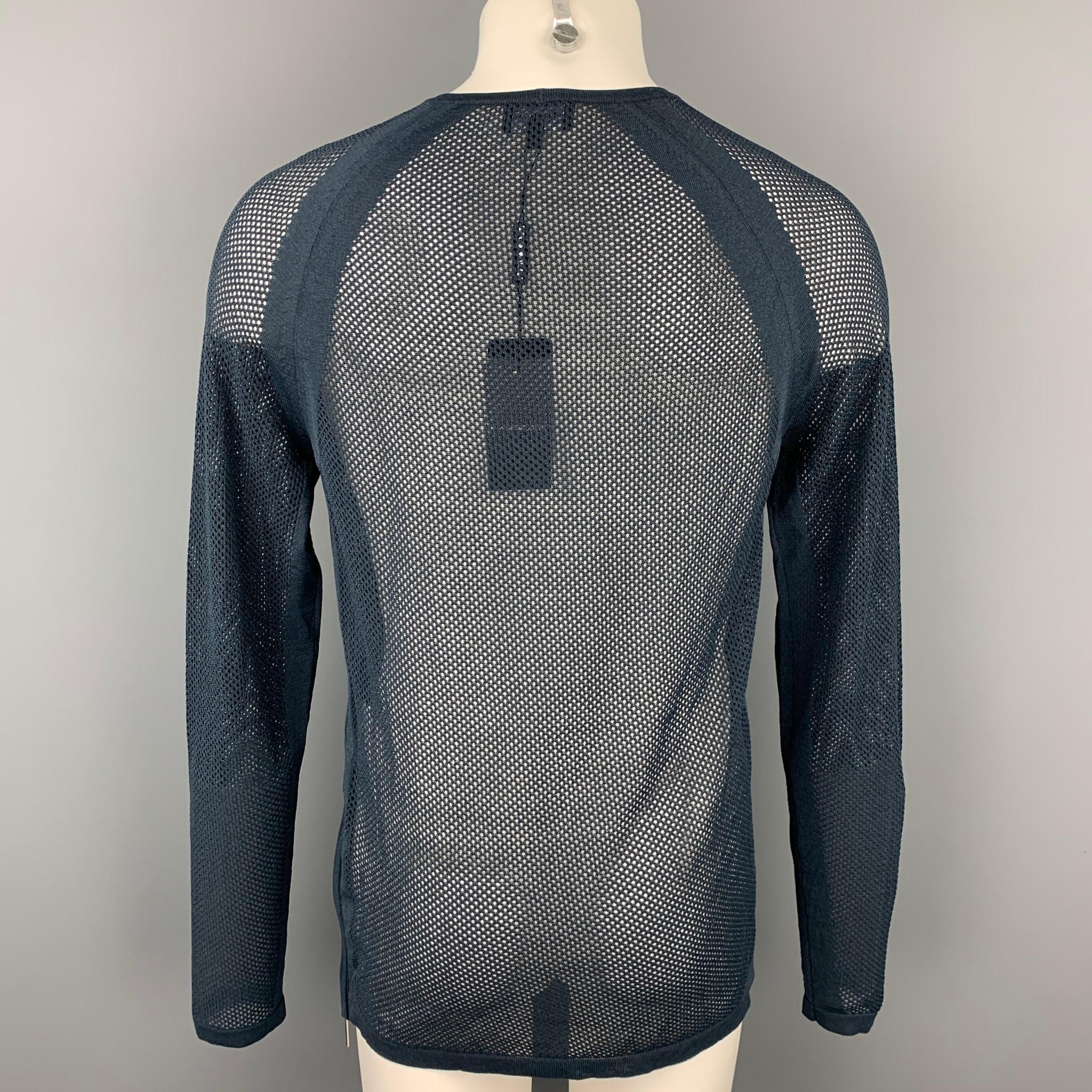 Black EMPORIO ARMANI Size L Navy Perforated Cotton / Polyamide Raglan Pullover