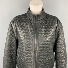 EMPORIO ARMANI Size M Black Leather Reversible Jacket